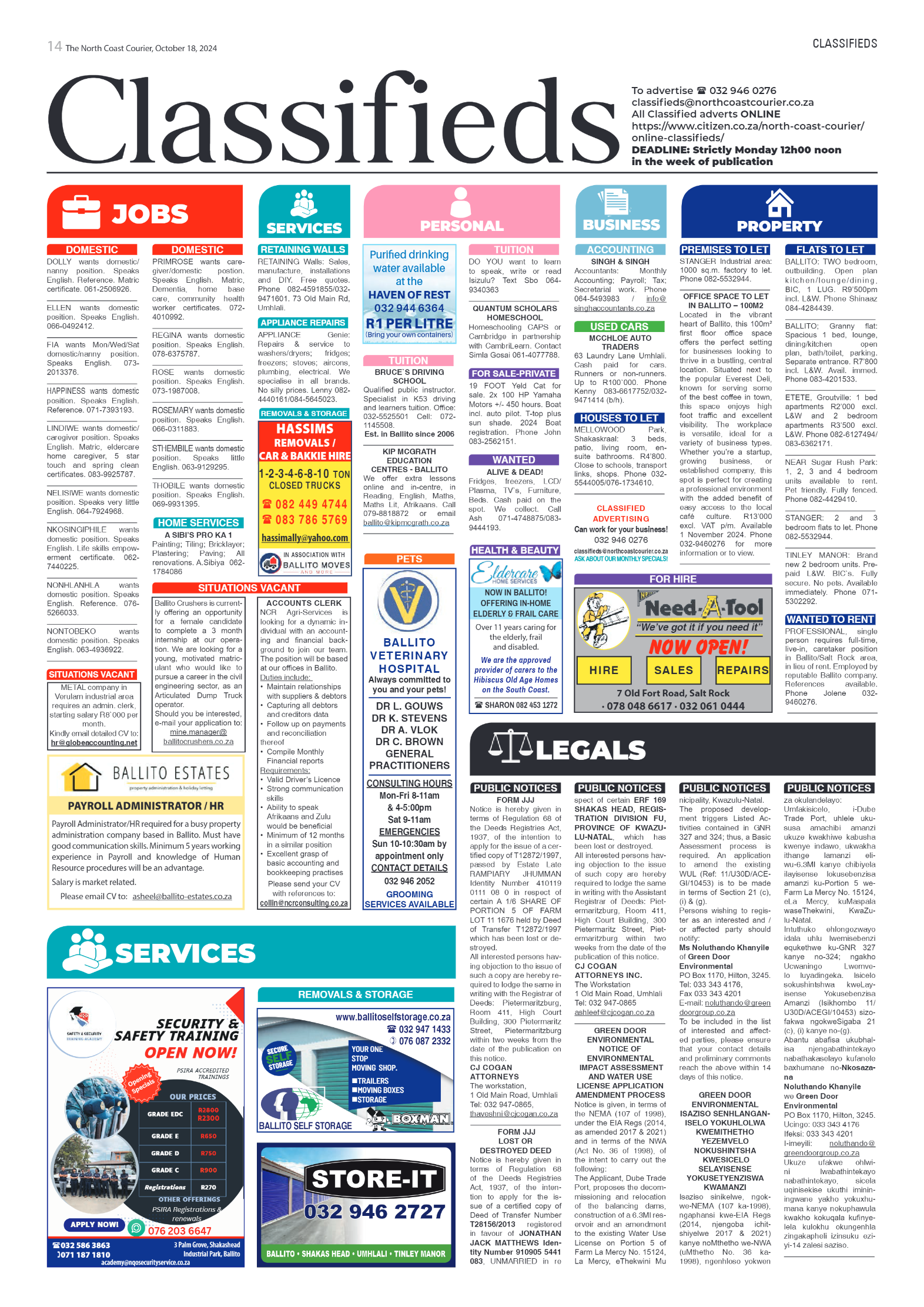 The North Coast Courier – 18 October 2024 page 14