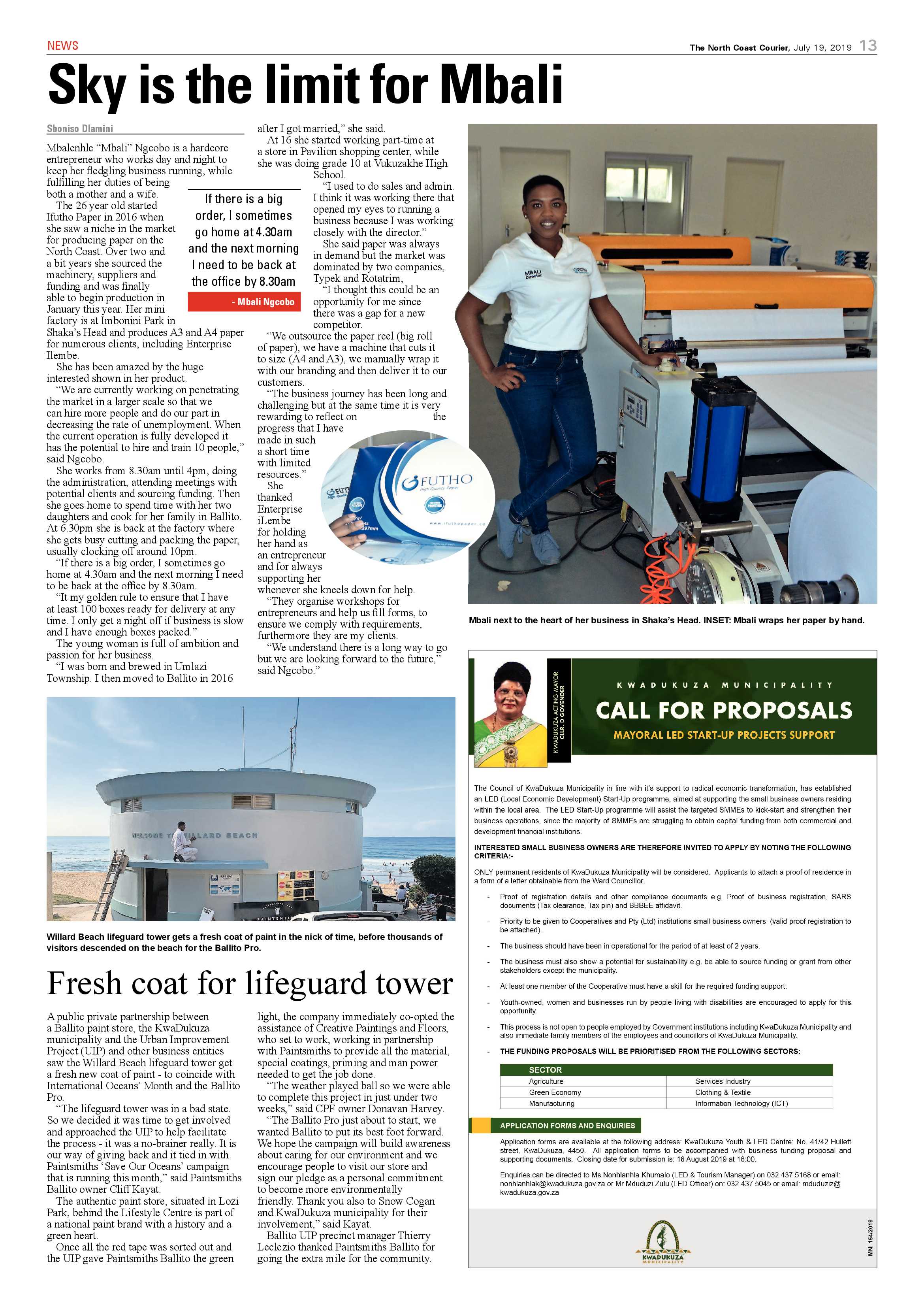 The North Coast Courier 19 July 2019 page 13