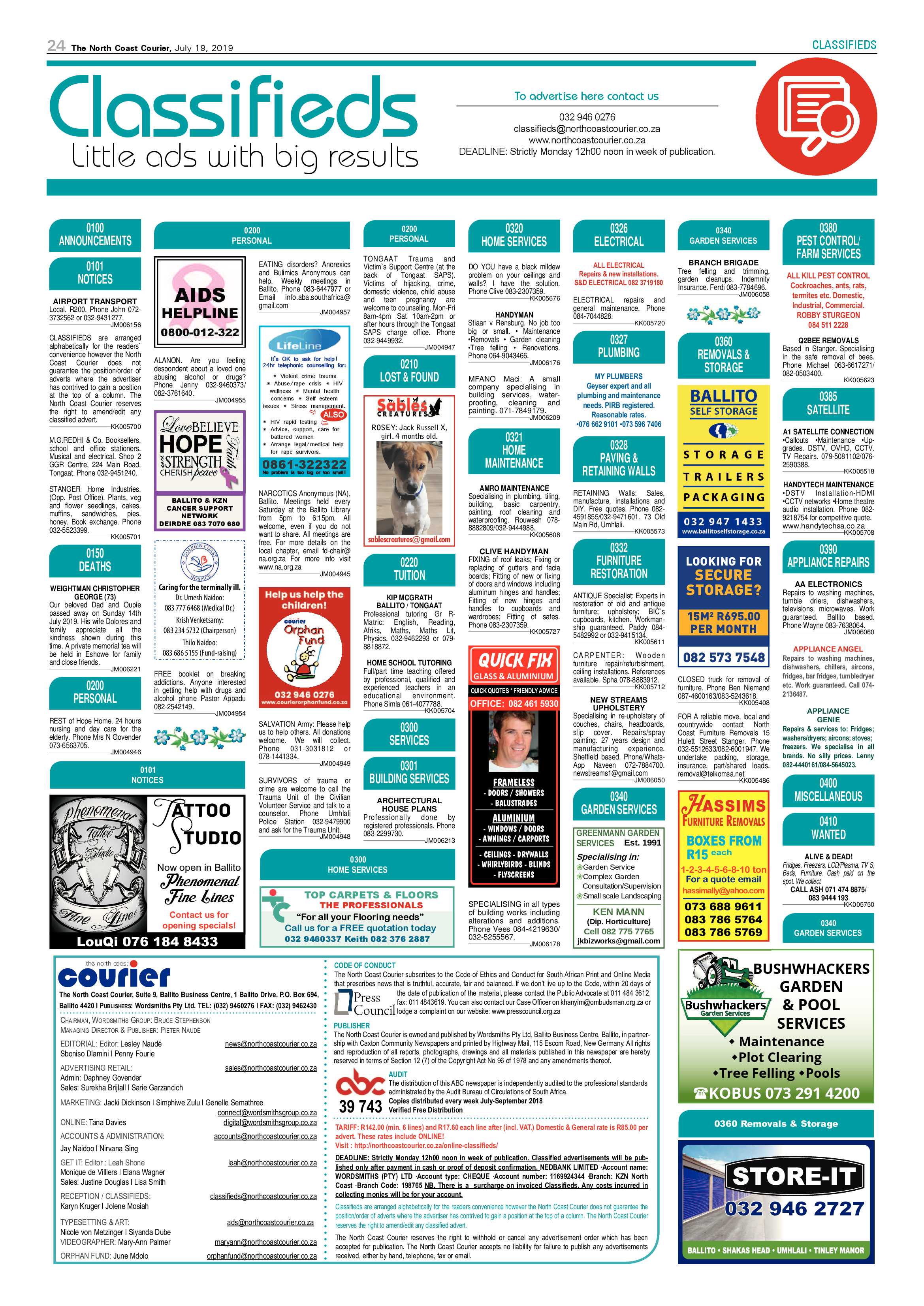 The North Coast Courier 19 July 2019 page 24