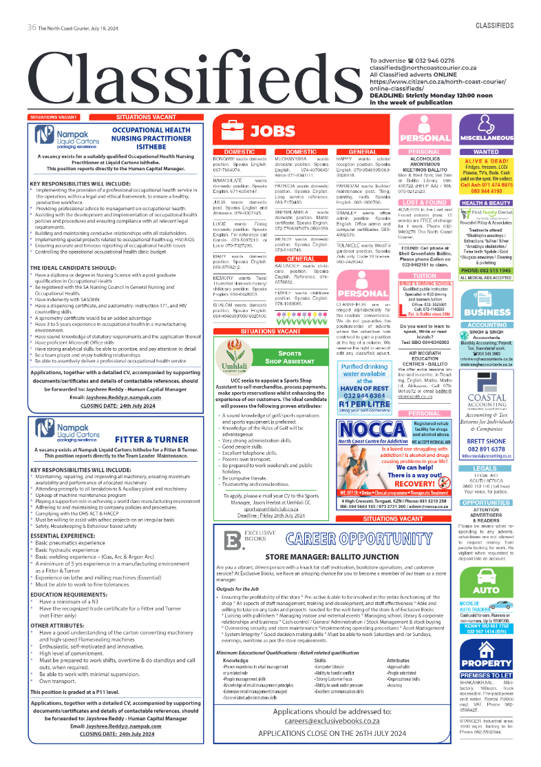 The North Coast Courier – 19 July 2024 page 36