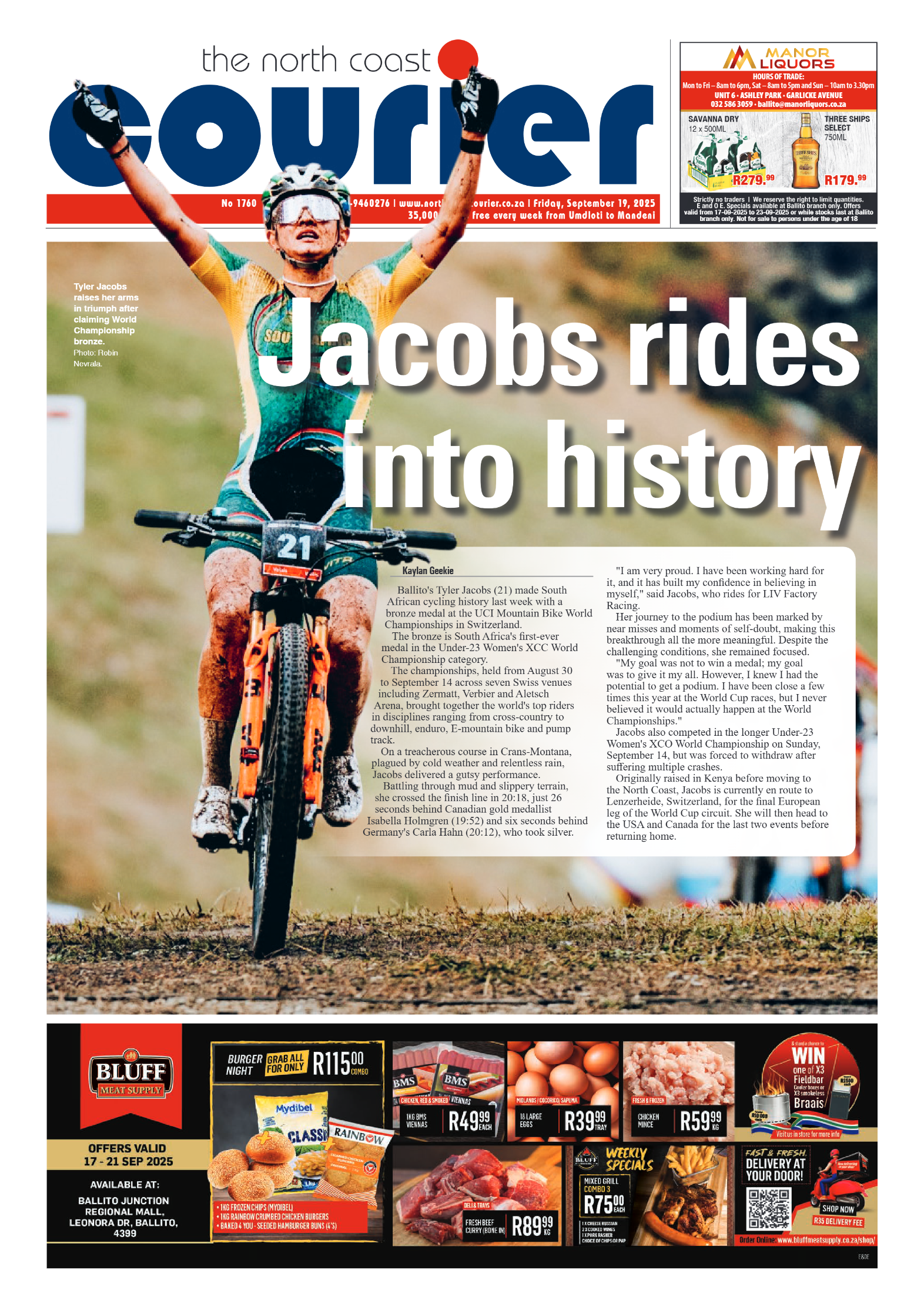 The North Coast Courier – 19 September 2025 page 1