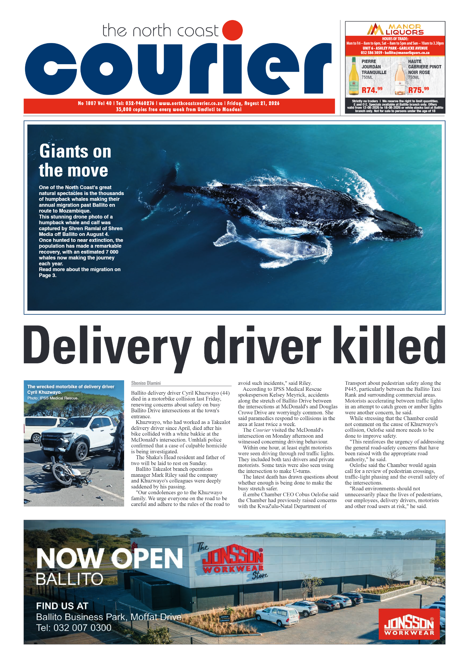 The North Coast Courier – 21 August 2026 page 1