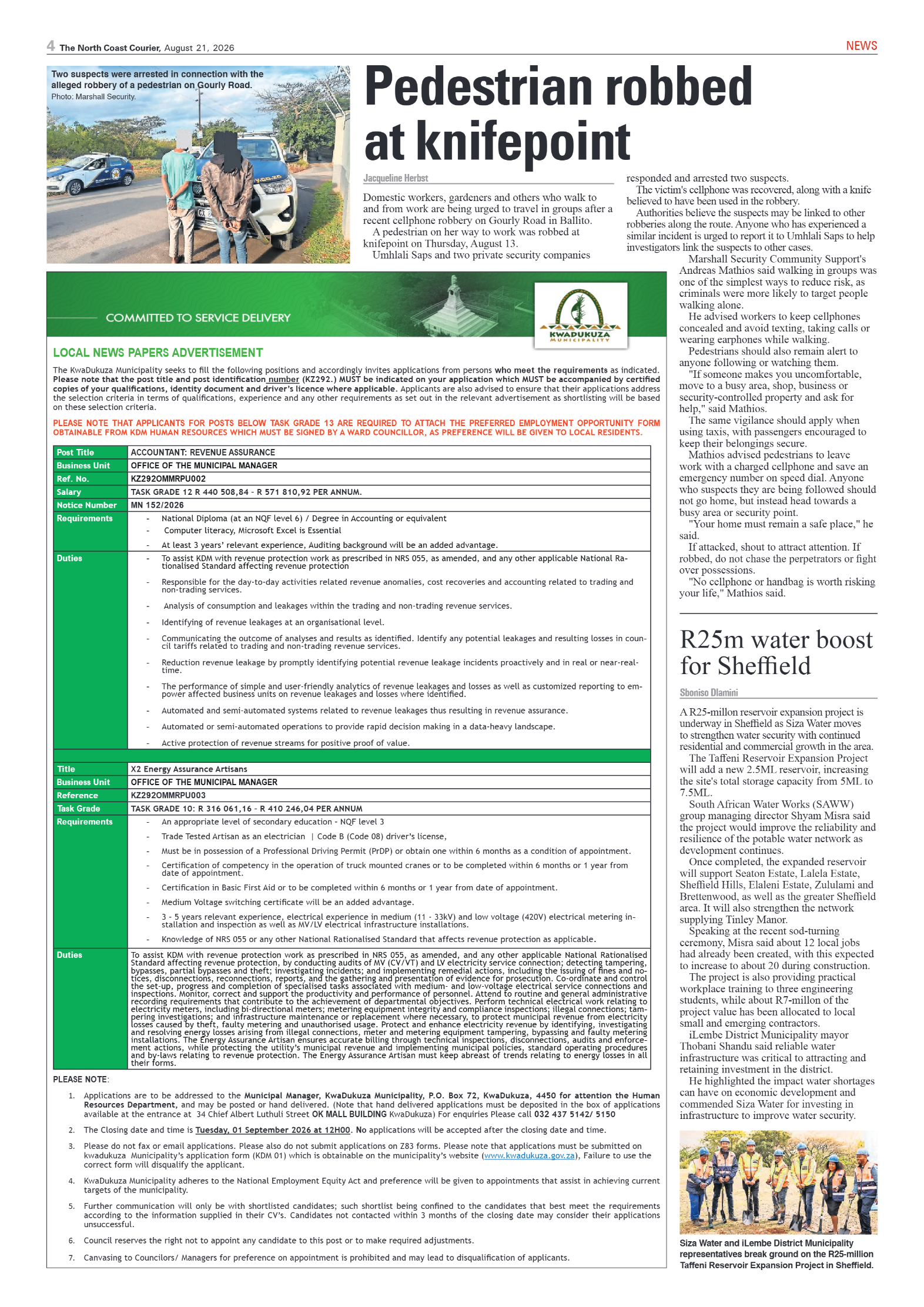 The North Coast Courier – 21 August 2026 page 4