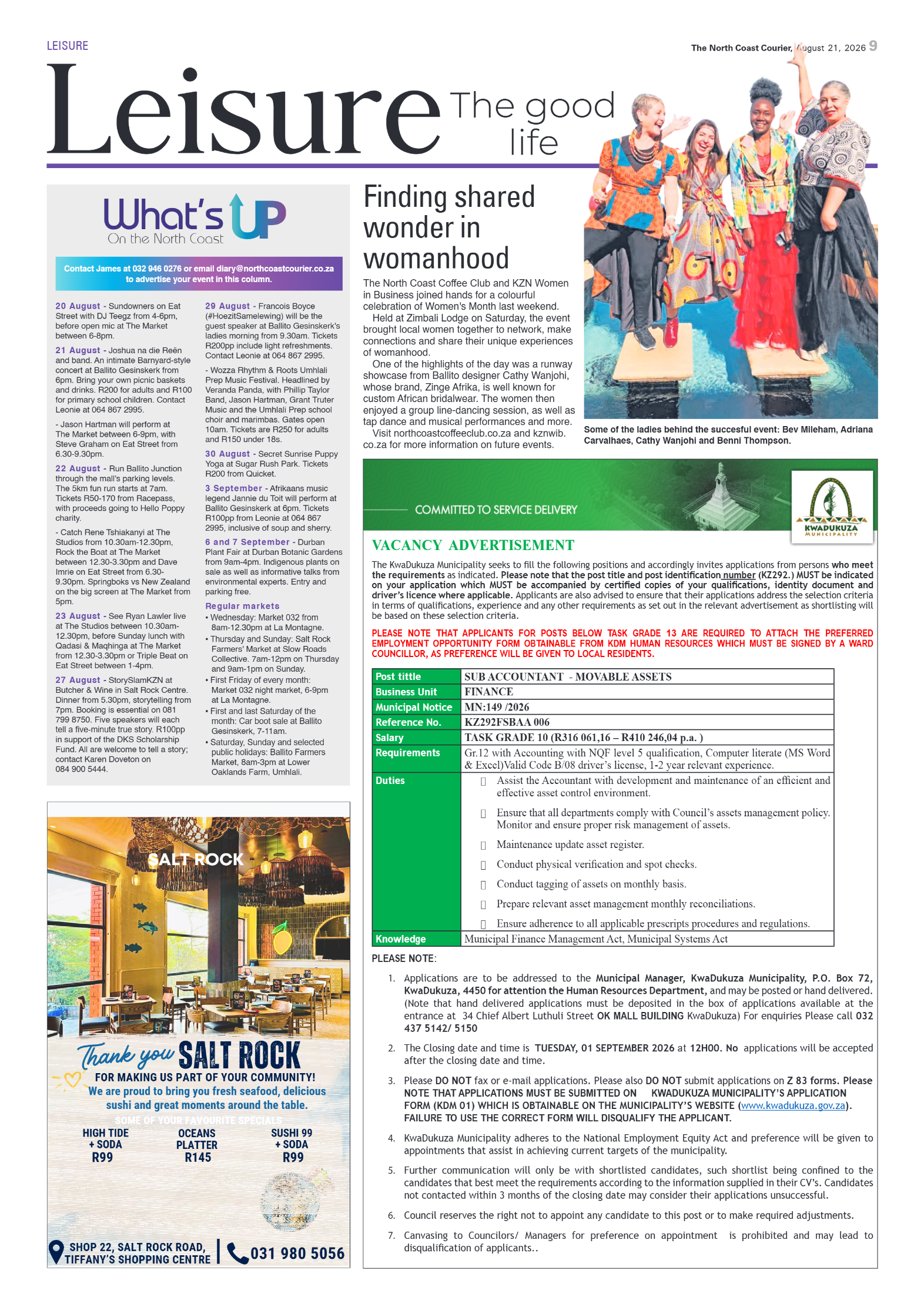 The North Coast Courier – 21 August 2026 page 9