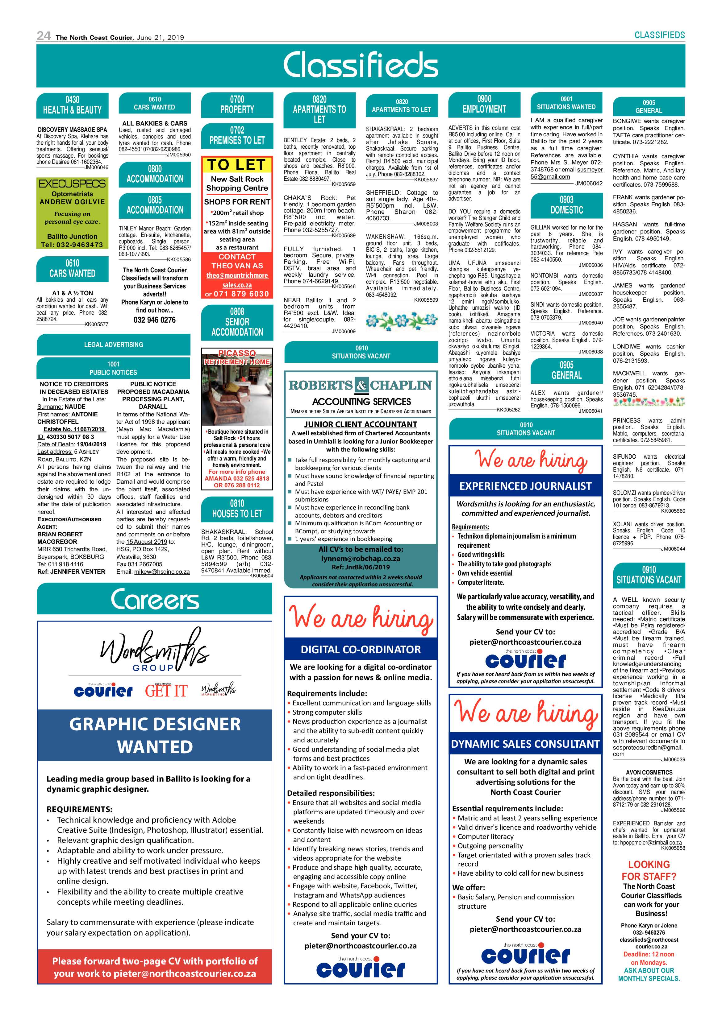 The North Coast Courier 21 June 2019 page 24
