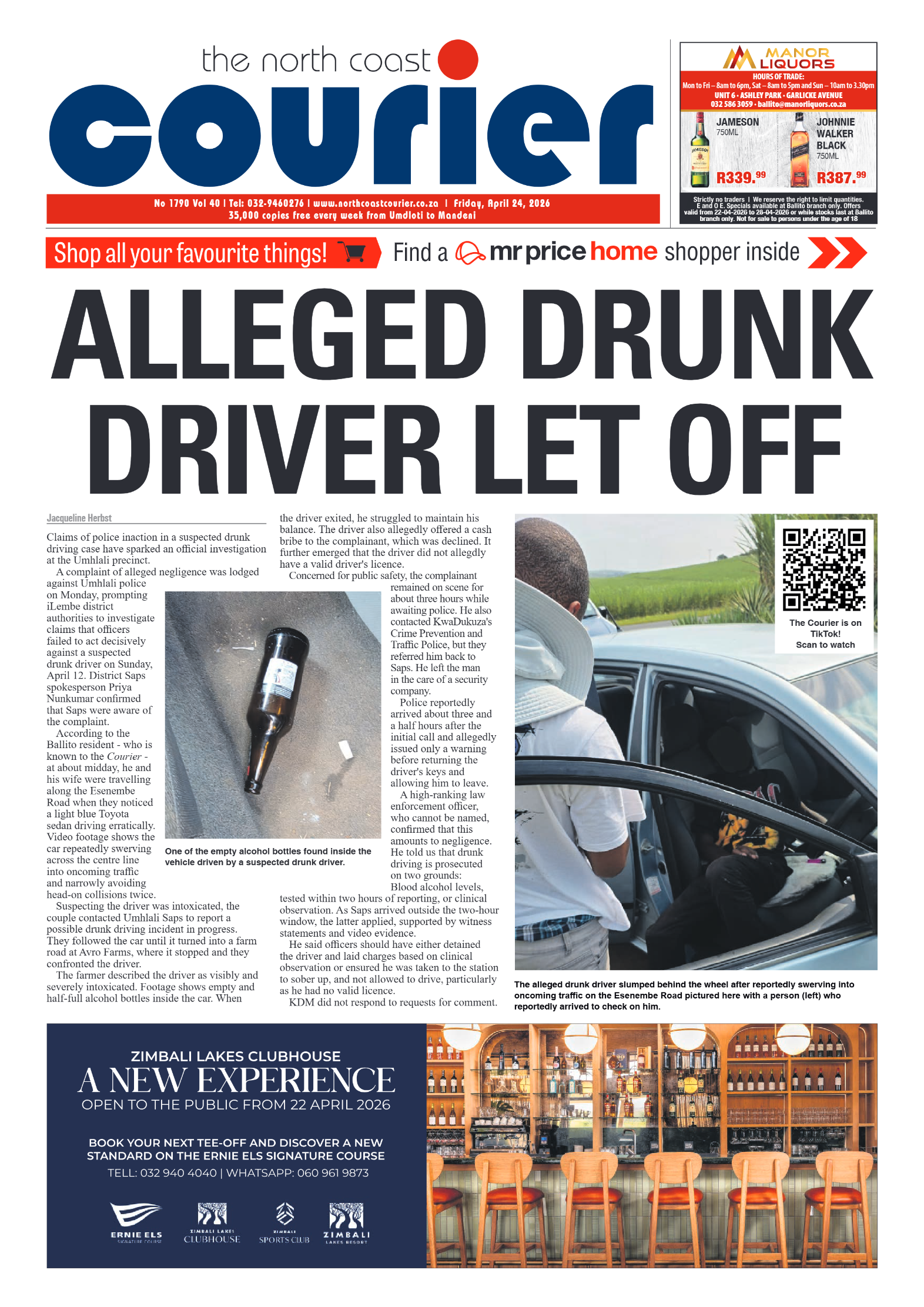 The North Coast Courier – 24 April 2026 page 1