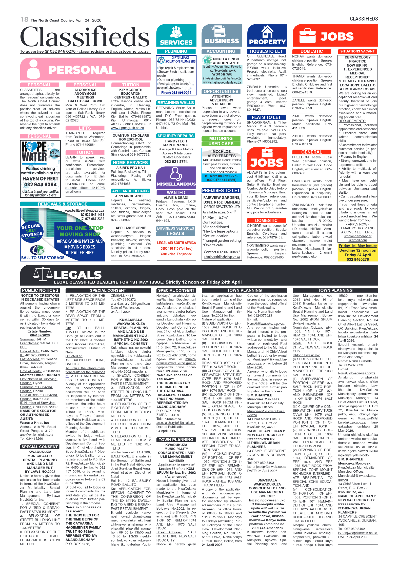 The North Coast Courier – 24 April 2026 page 18