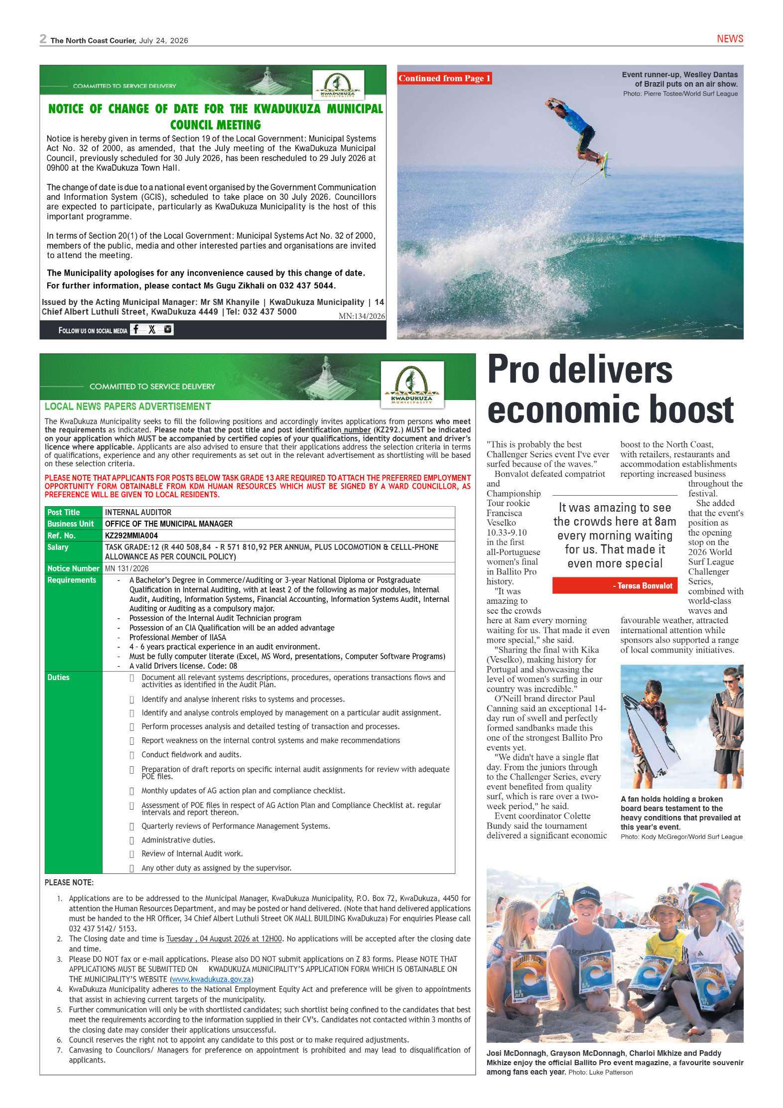 The North Coast Courier – 24 July 2026 page 2
