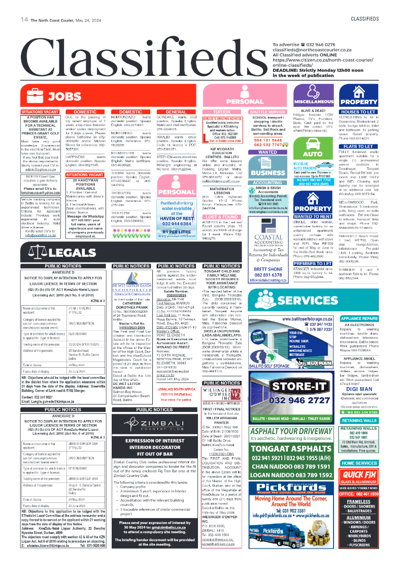 The North Coast Courier – 24 May 2024 page 14