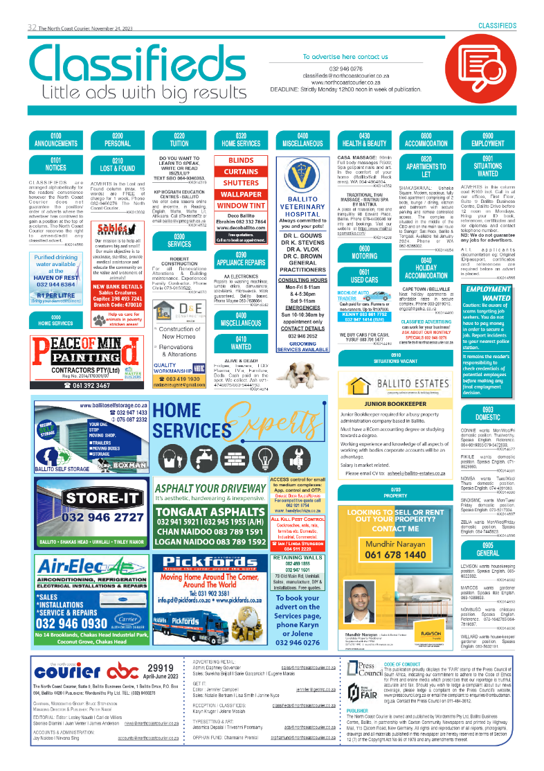 The North Coast Courier 24 November 2023 page 32
