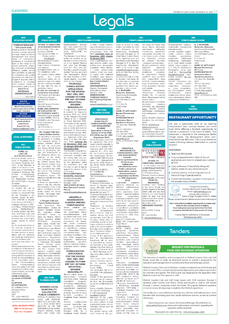The North Coast Courier 24 November 2023 page 33