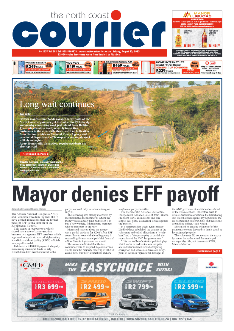 The North Coast Courier 25 August 2023 page 1