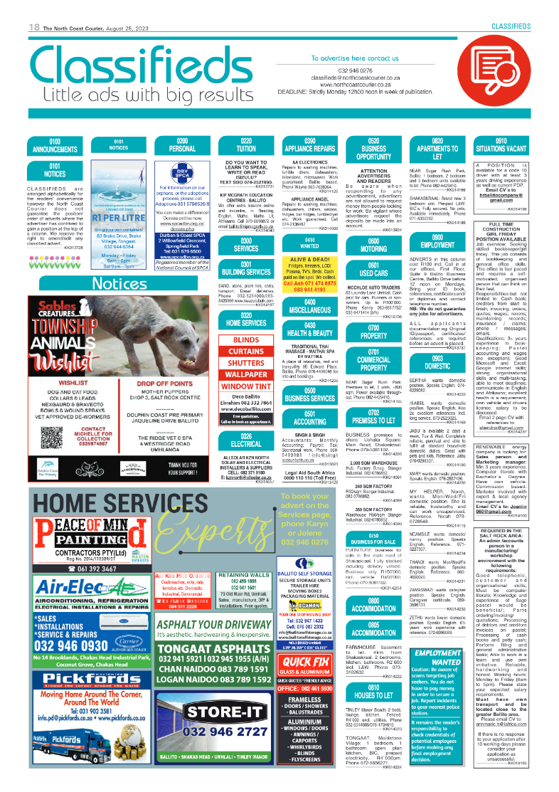 The North Coast Courier 25 August 2023 page 18
