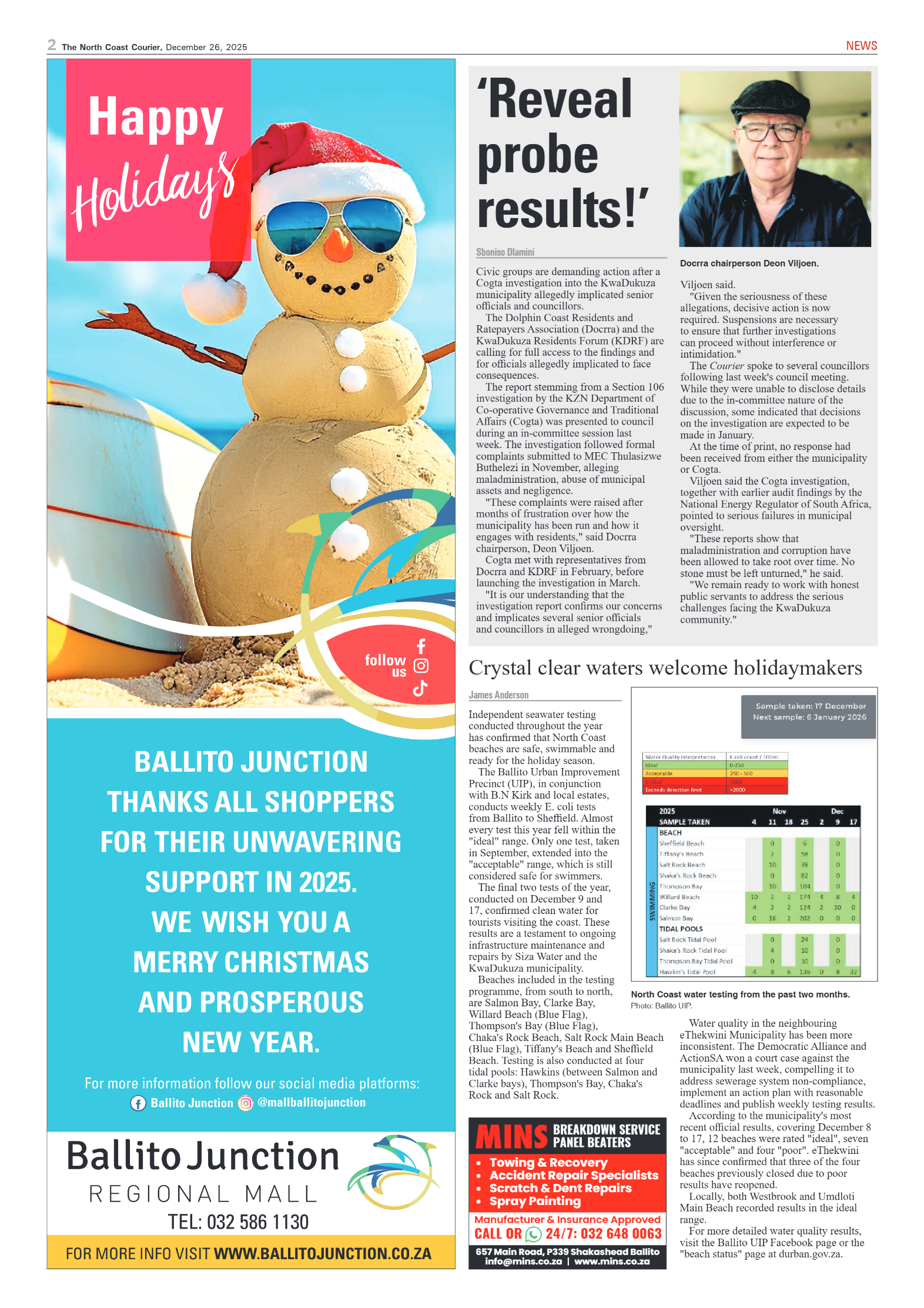 The North Coast Courier – 26 December 2025 page 2