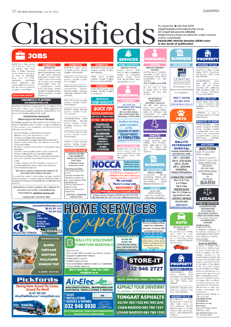 The North Coast Courier – 26 July 2024 page 20