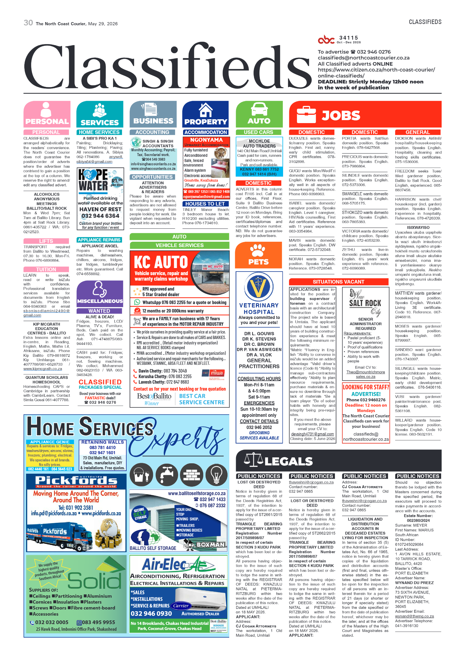 The North Coast Courier – 29 May 2026 page 30