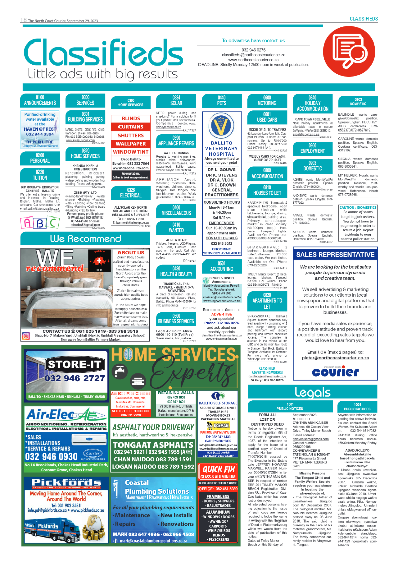 The North Coast Courier 29 September 2023 page 18