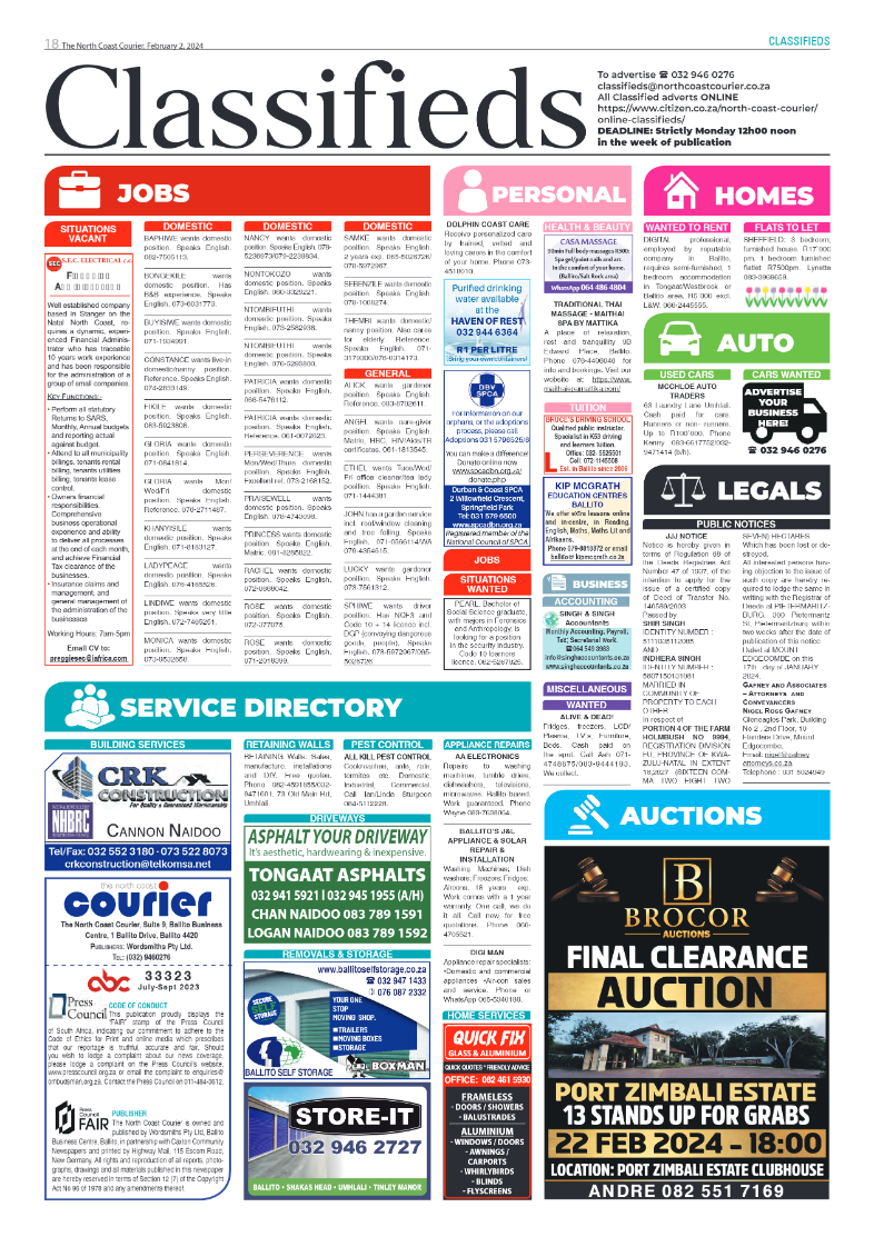 The North Coast Courier 2 February 2024 page 18