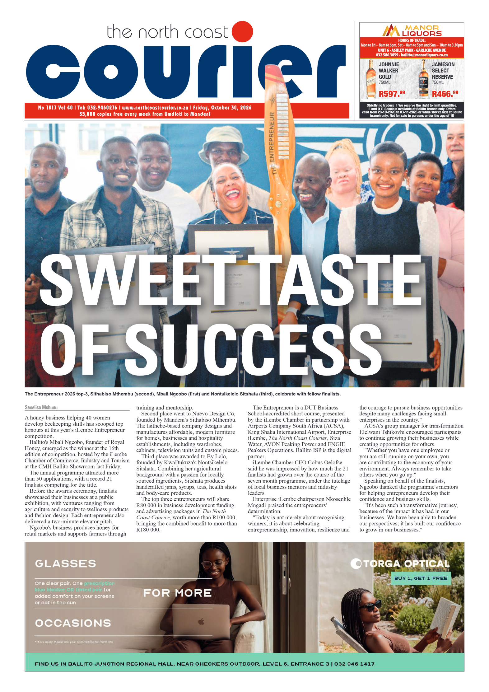 The North Coast Courier – 30 October 2026 page 1