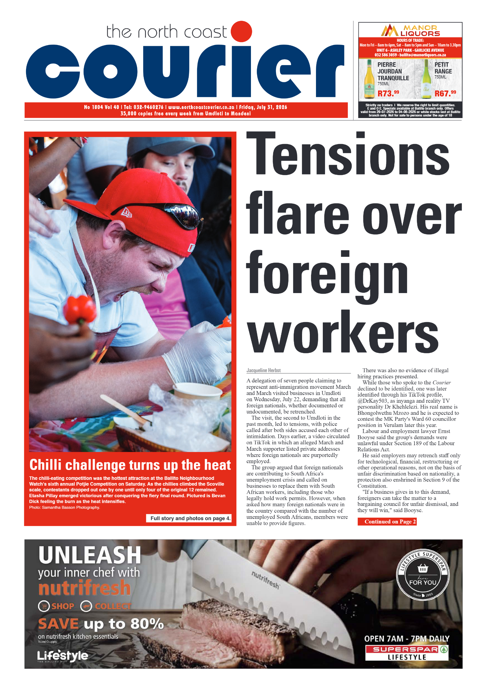 The North Coast Courier – 31 July 2026 page 1