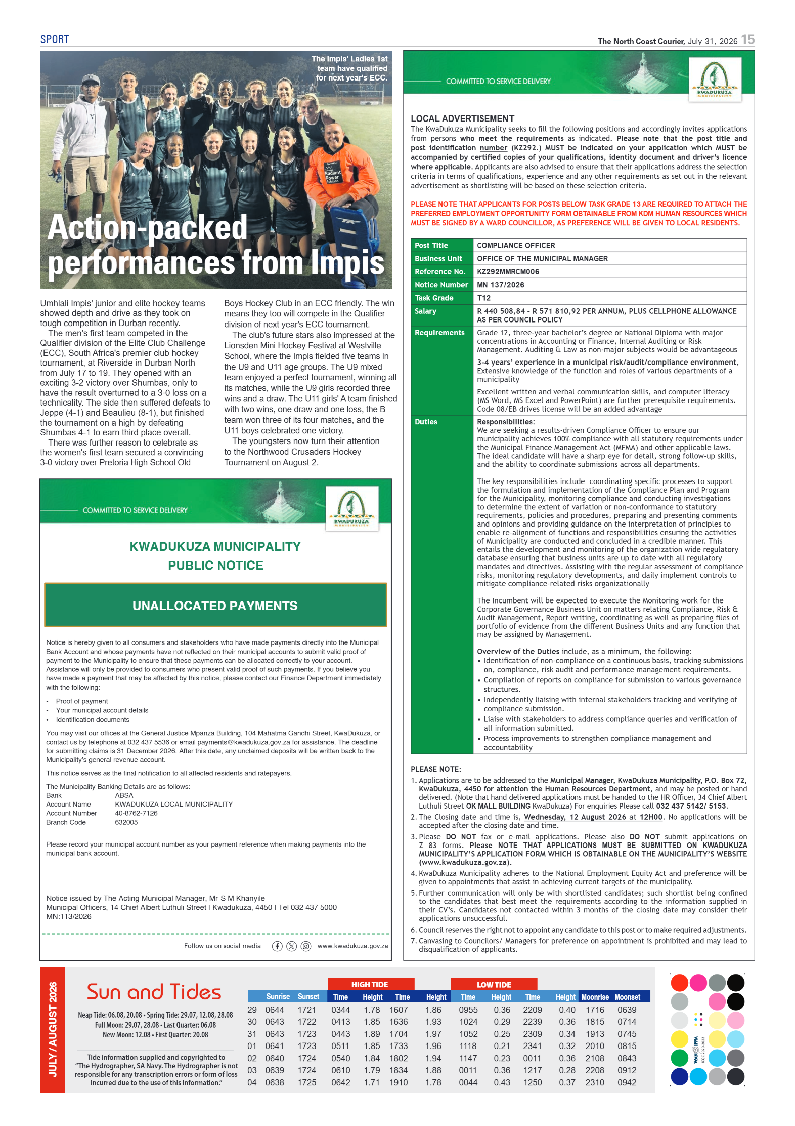 The North Coast Courier – 31 July 2026 page 15