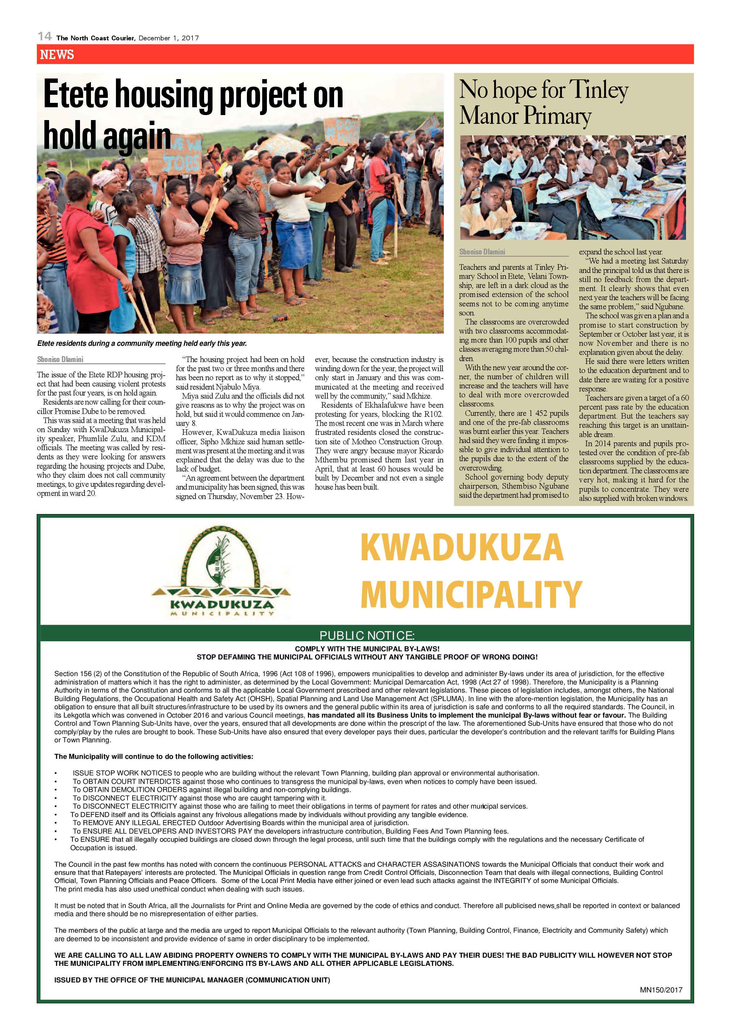 The North Coast Courier – 01 December 2017 page 14