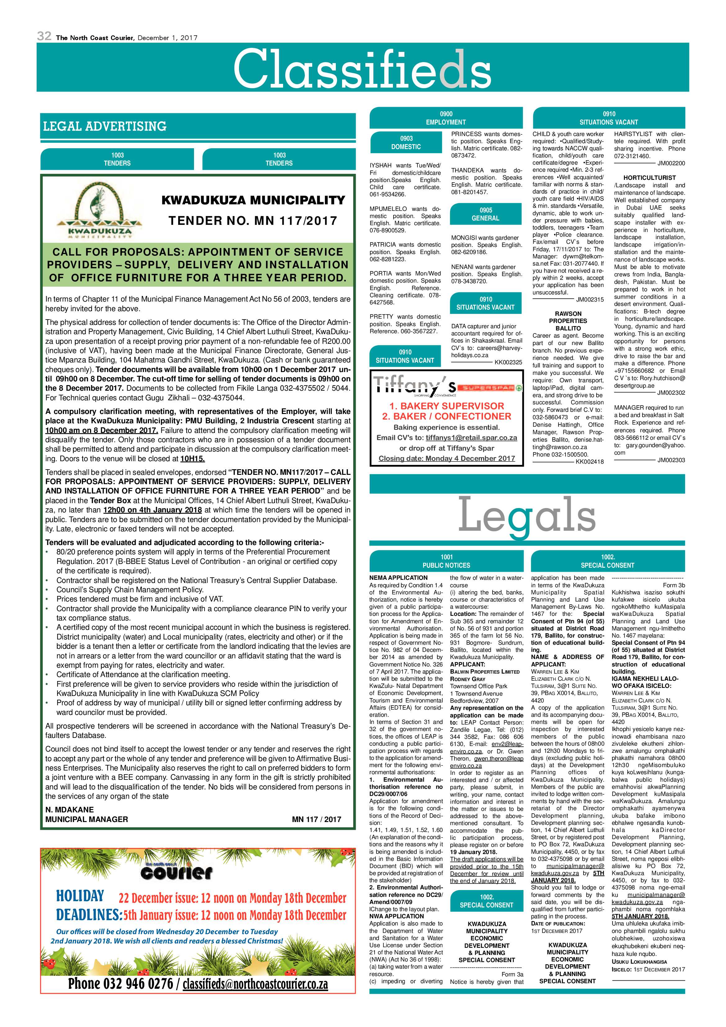 The North Coast Courier – 01 December 2017 page 32