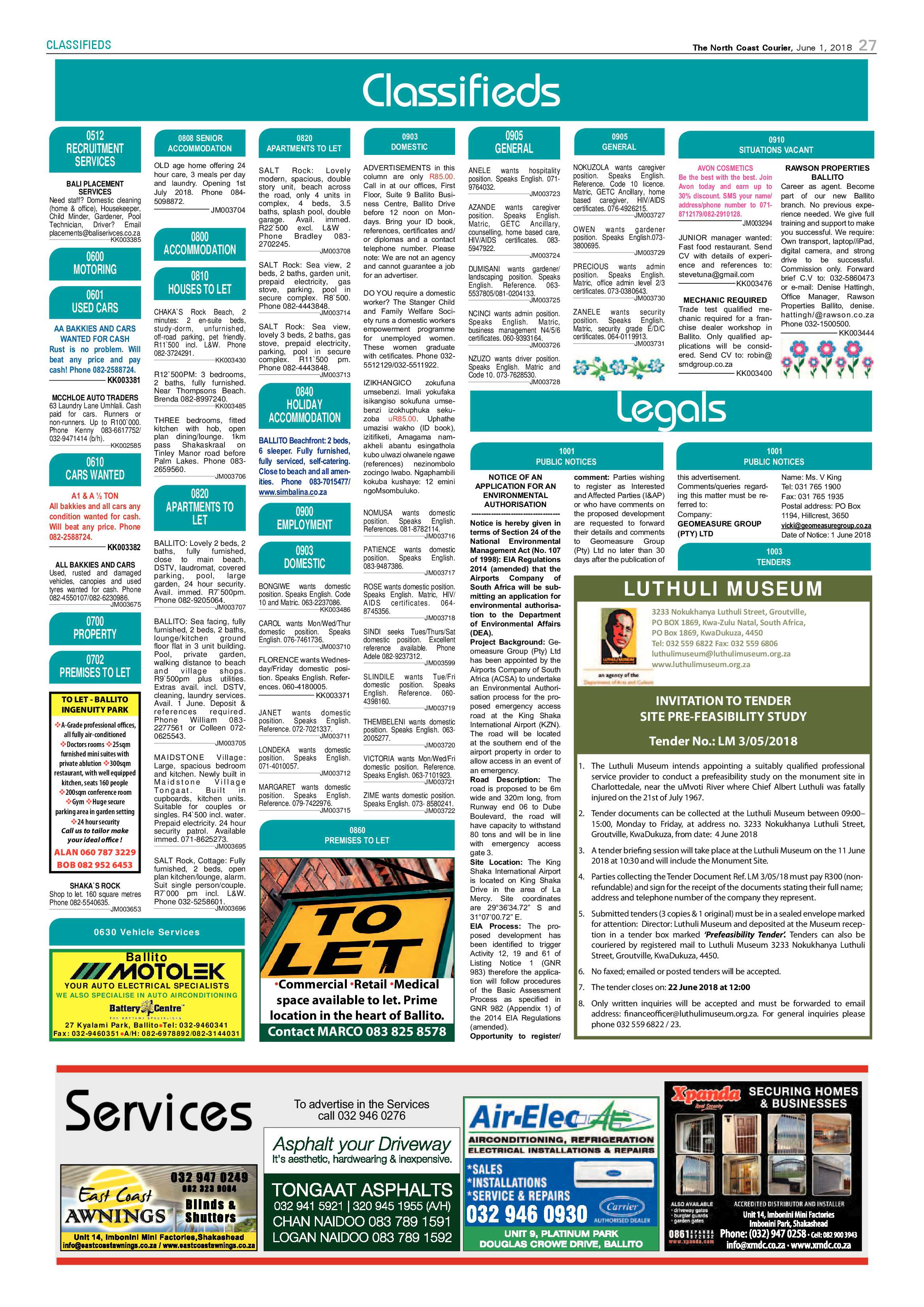 The North Coast Courier – 01 June 2018 page 27