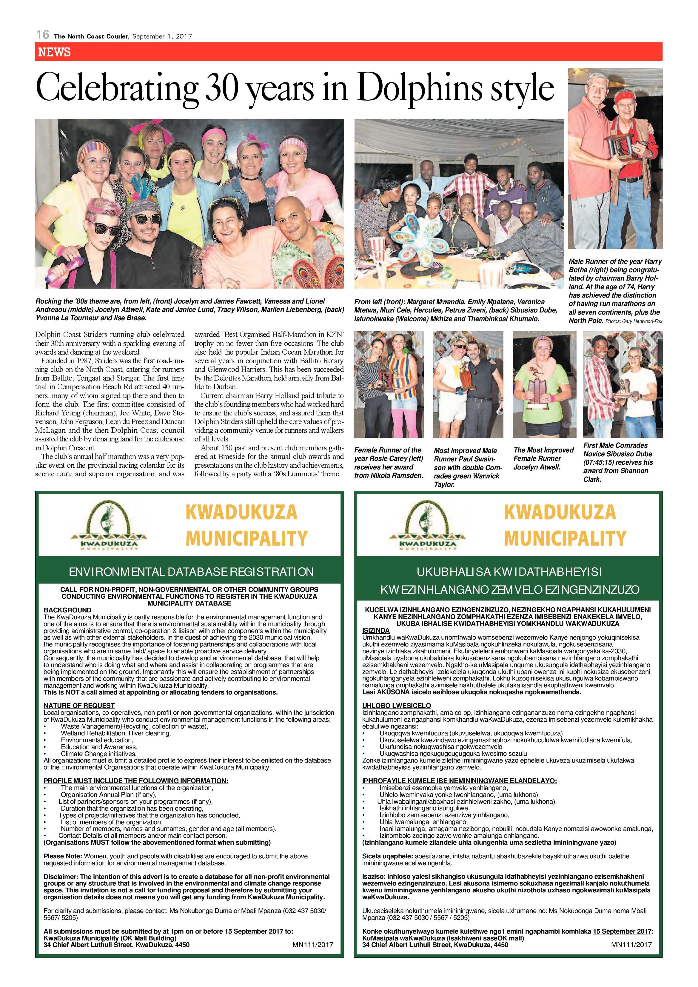The North Coast Courier – 01 September 2017 page 16