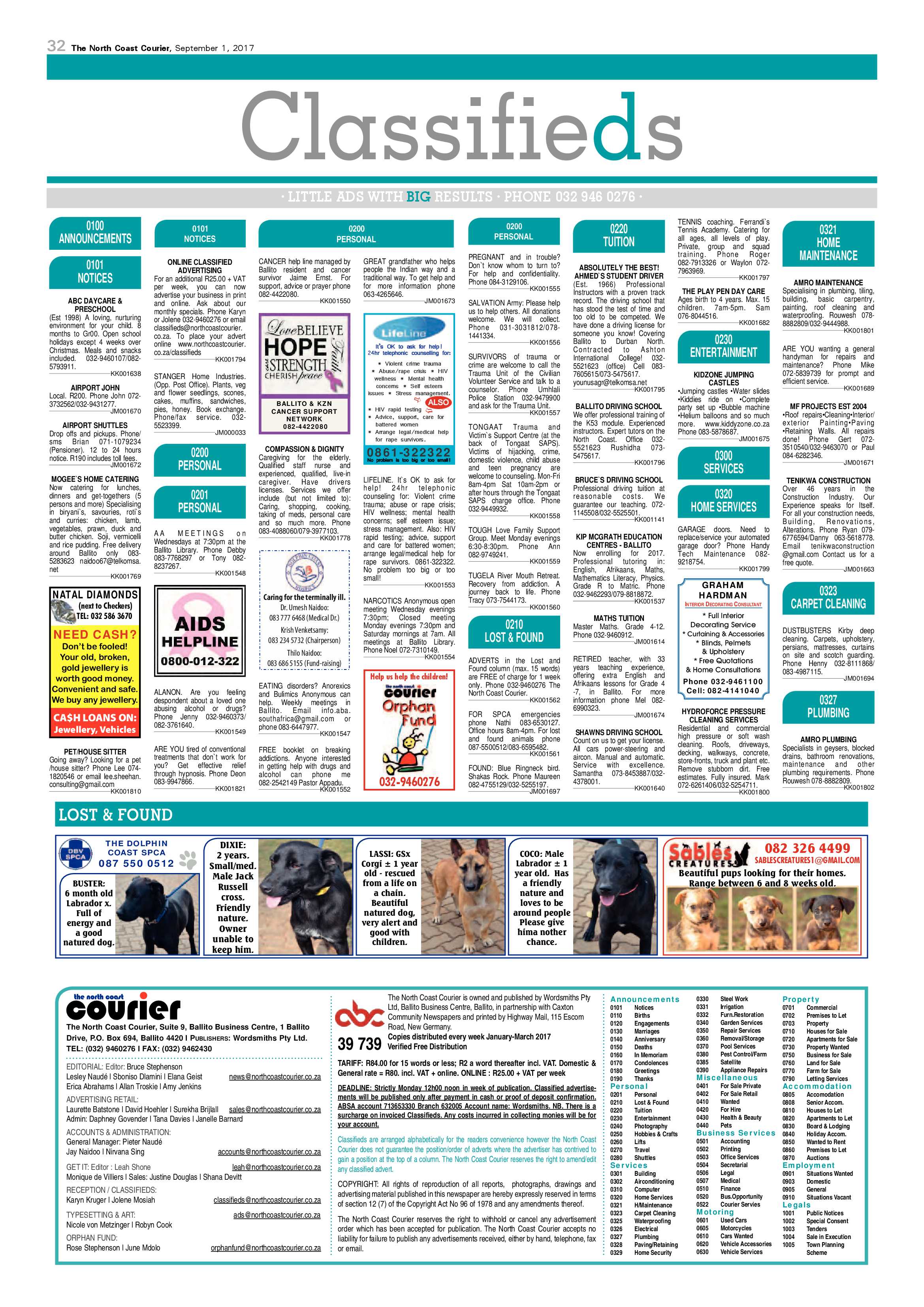 The North Coast Courier – 01 September 2017 page 32