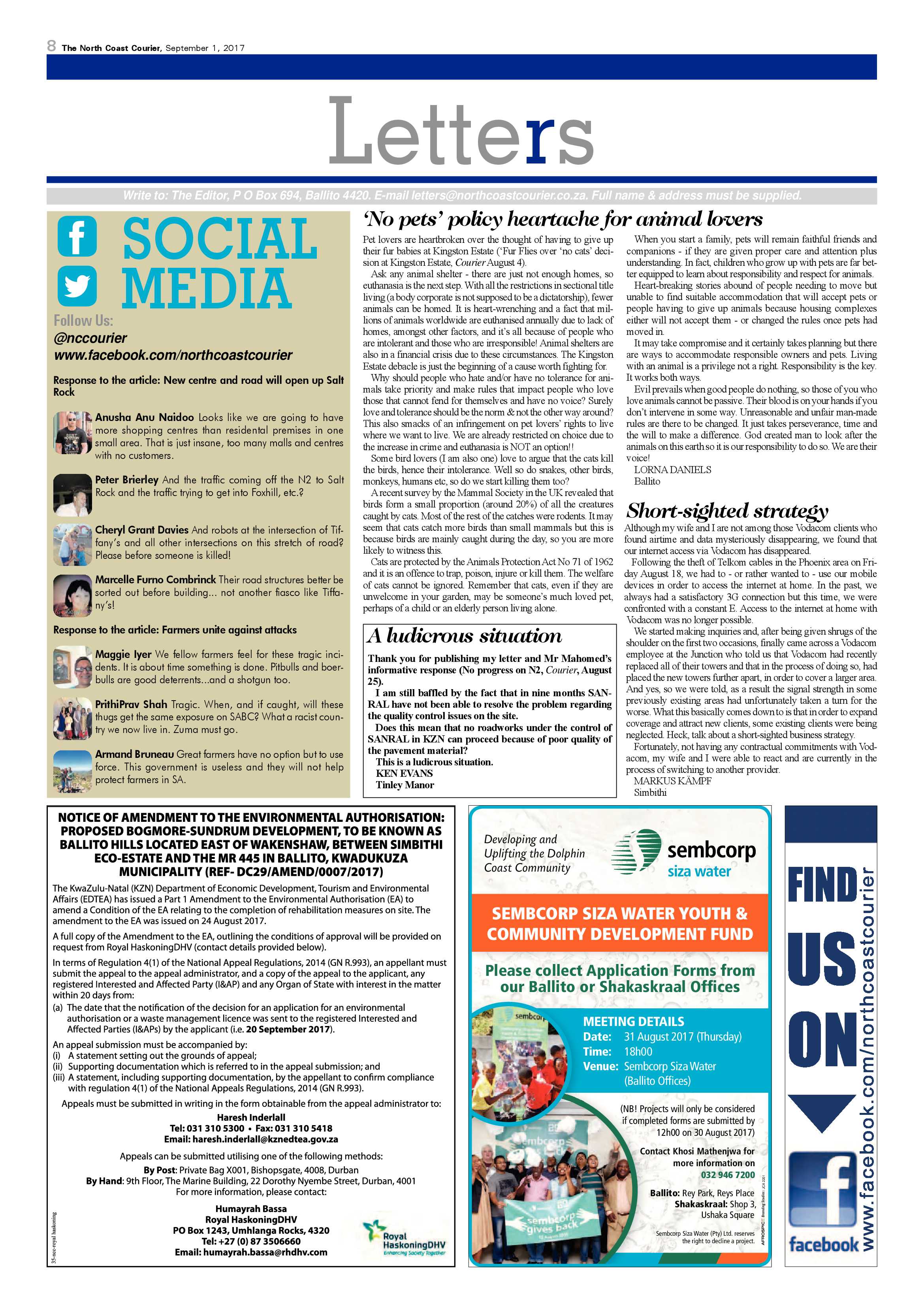The North Coast Courier – 01 September 2017 page 8