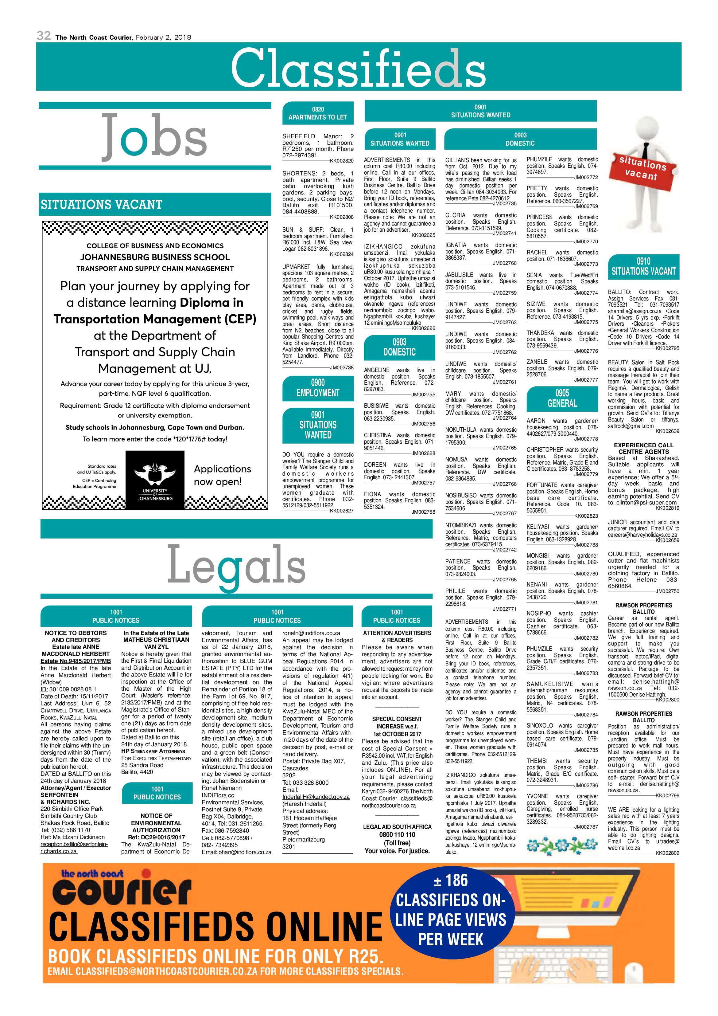 The North Coast Courier – 02 February 2018 page 32