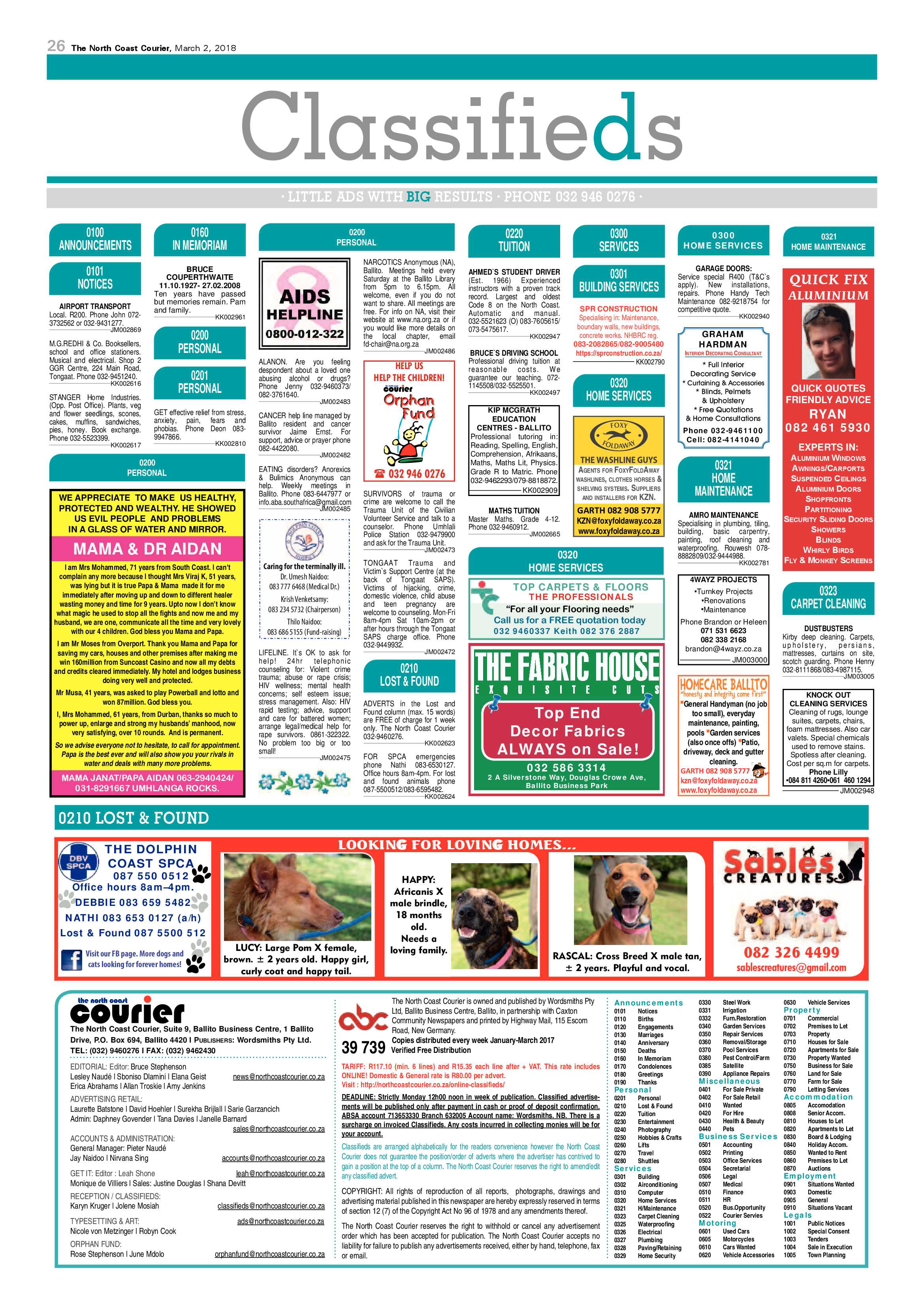 The North Coast Courier – 02 March 2018 page 26