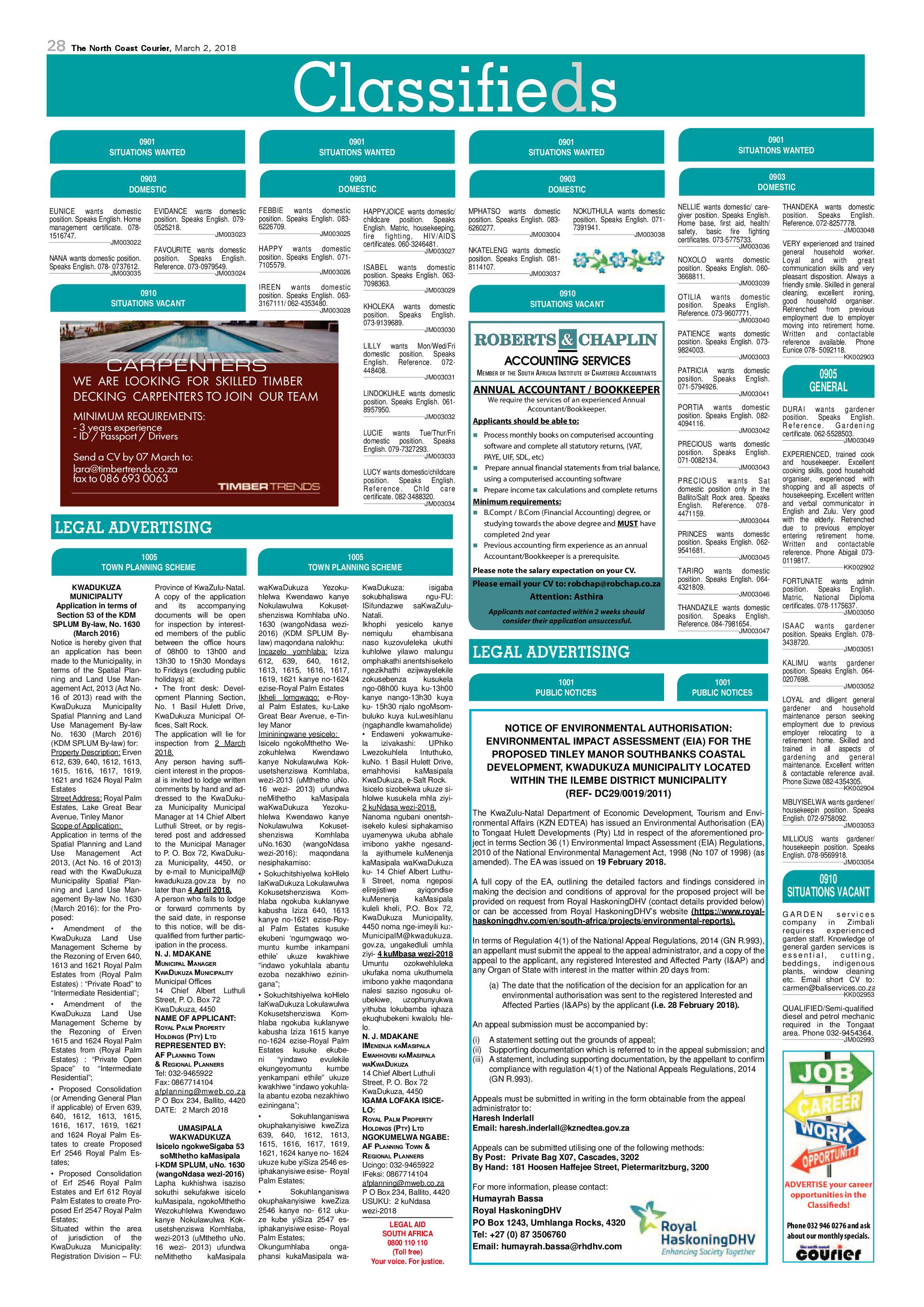 The North Coast Courier – 02 March 2018 page 28