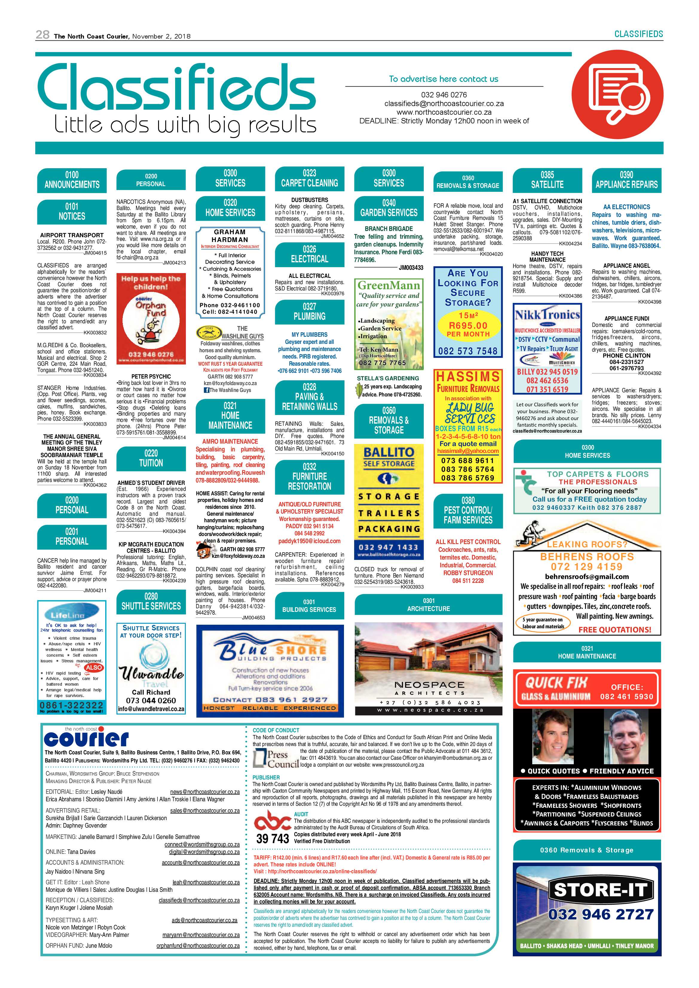 The North Coast Courier – 02 November 2018 page 28