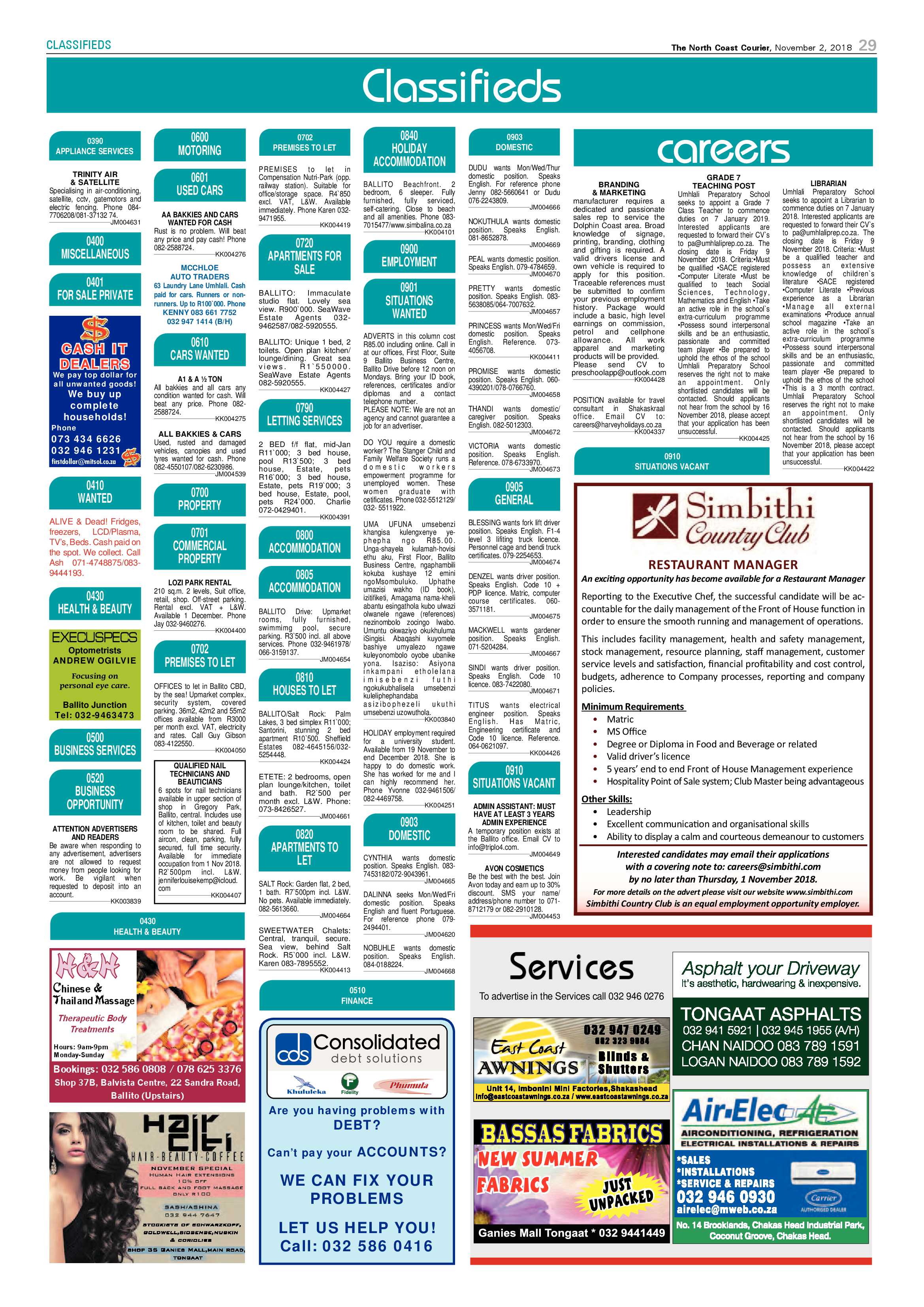 The North Coast Courier – 02 November 2018 page 29
