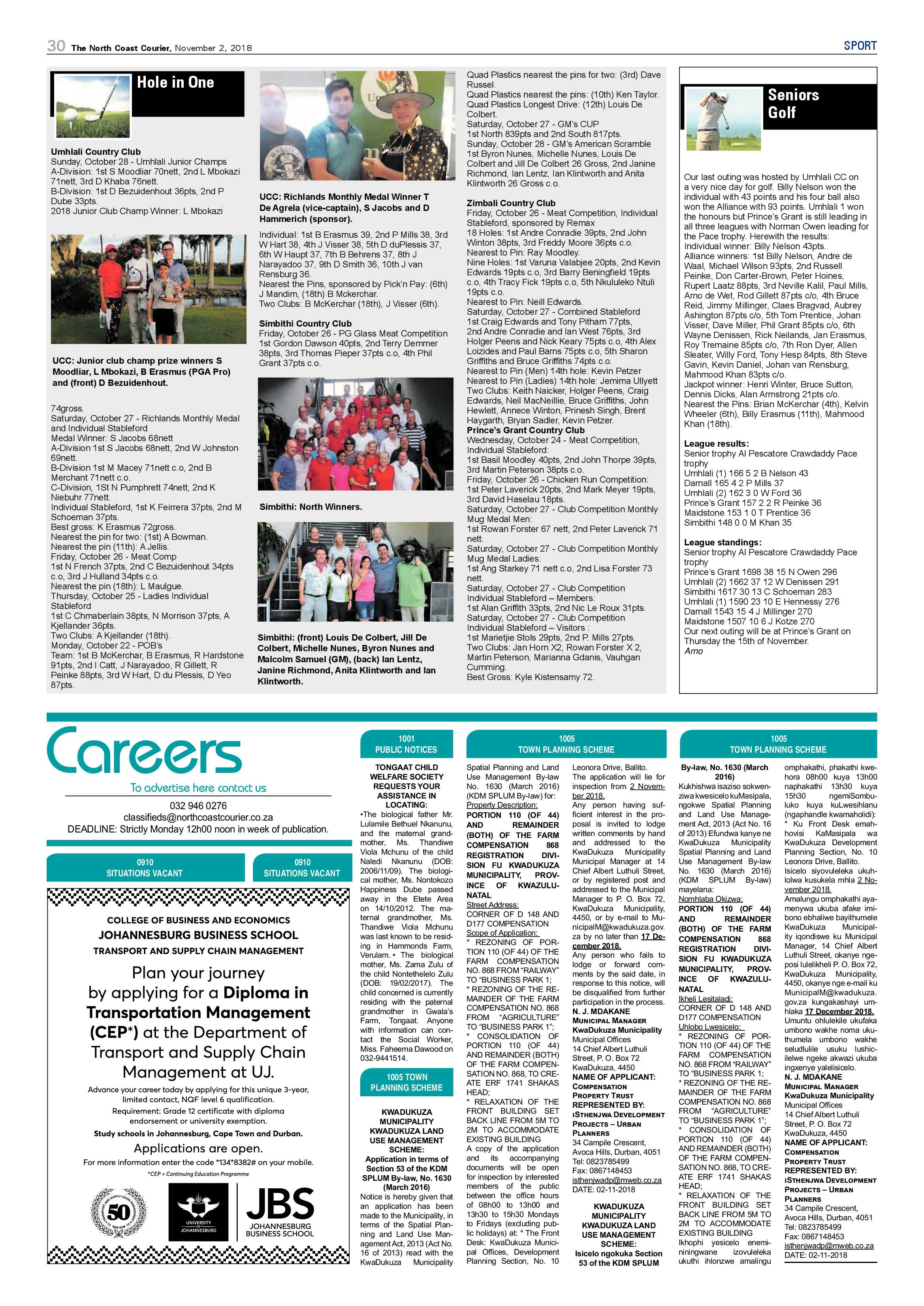 The North Coast Courier – 02 November 2018 page 30