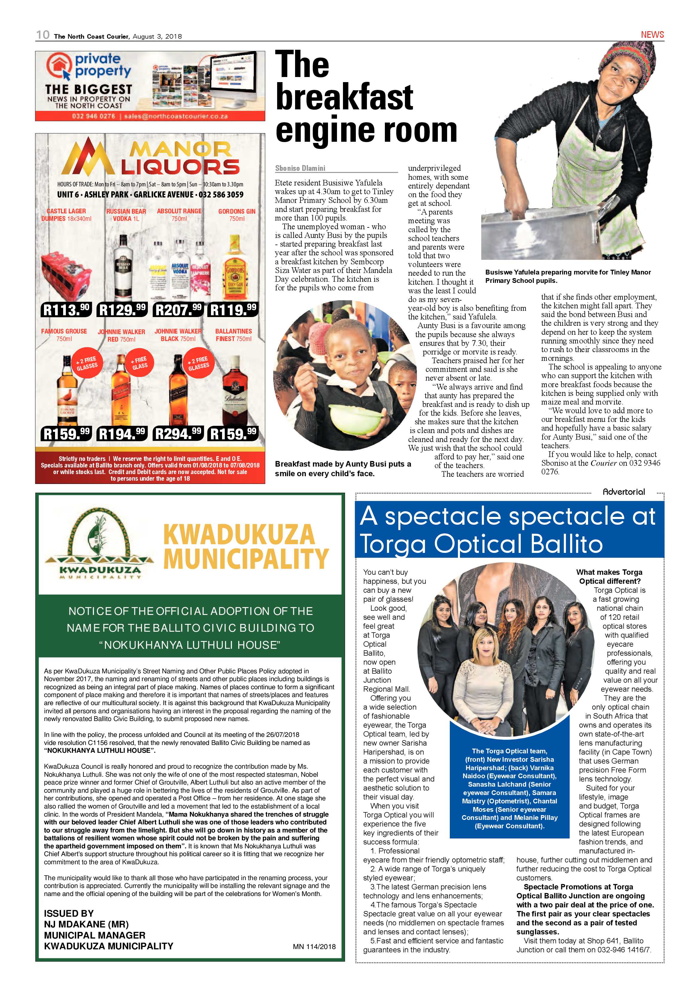 The North Coast Courier – 03 August 2018 page 10