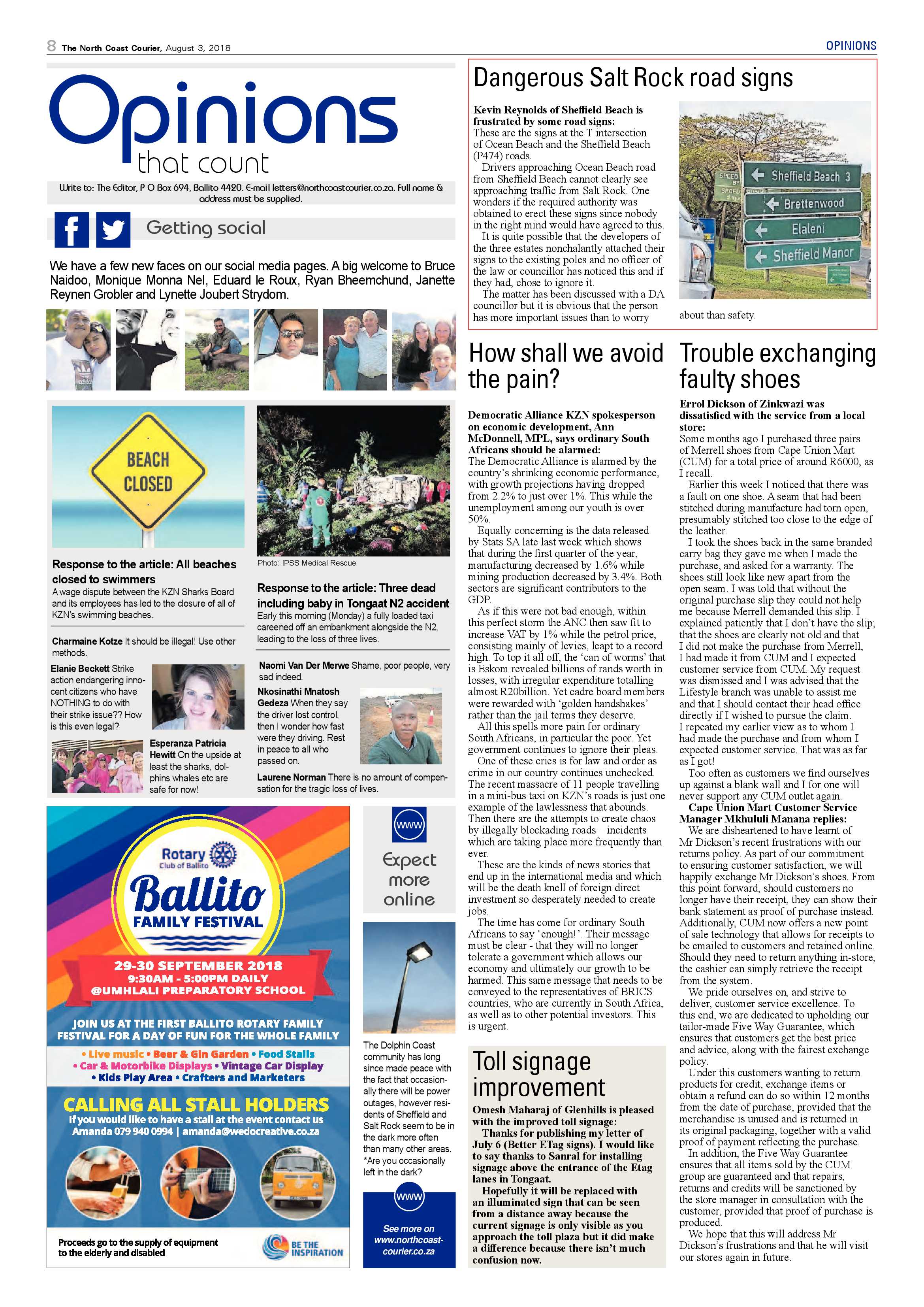 The North Coast Courier – 03 August 2018 page 8