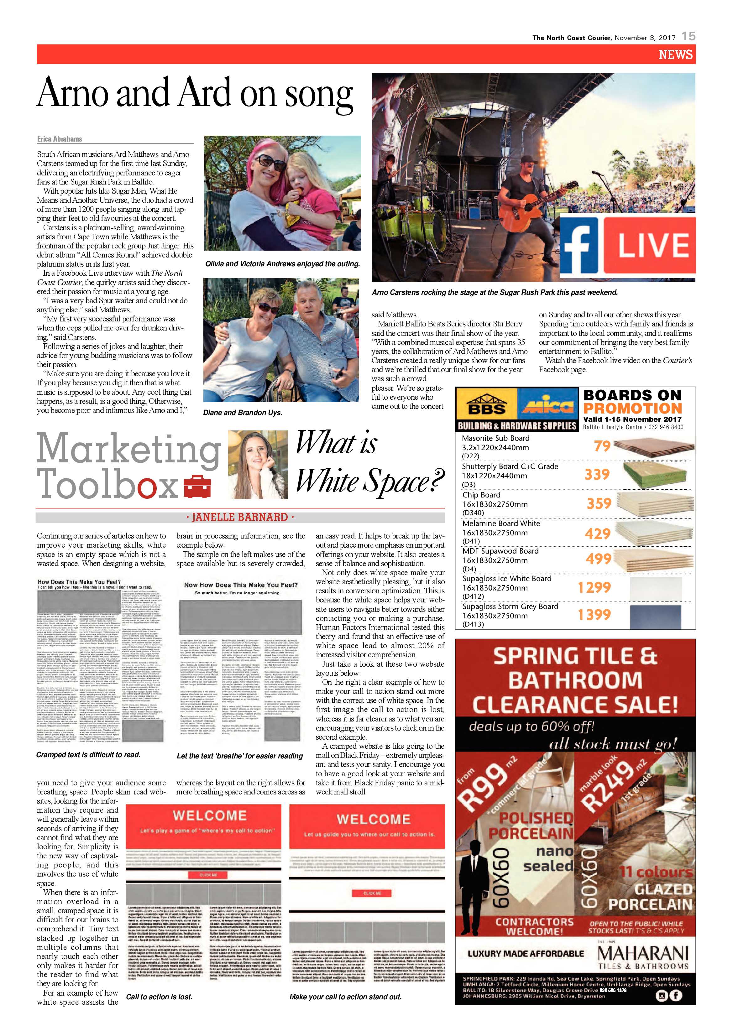 The North Coast Courier – 03 November 2017 page 15