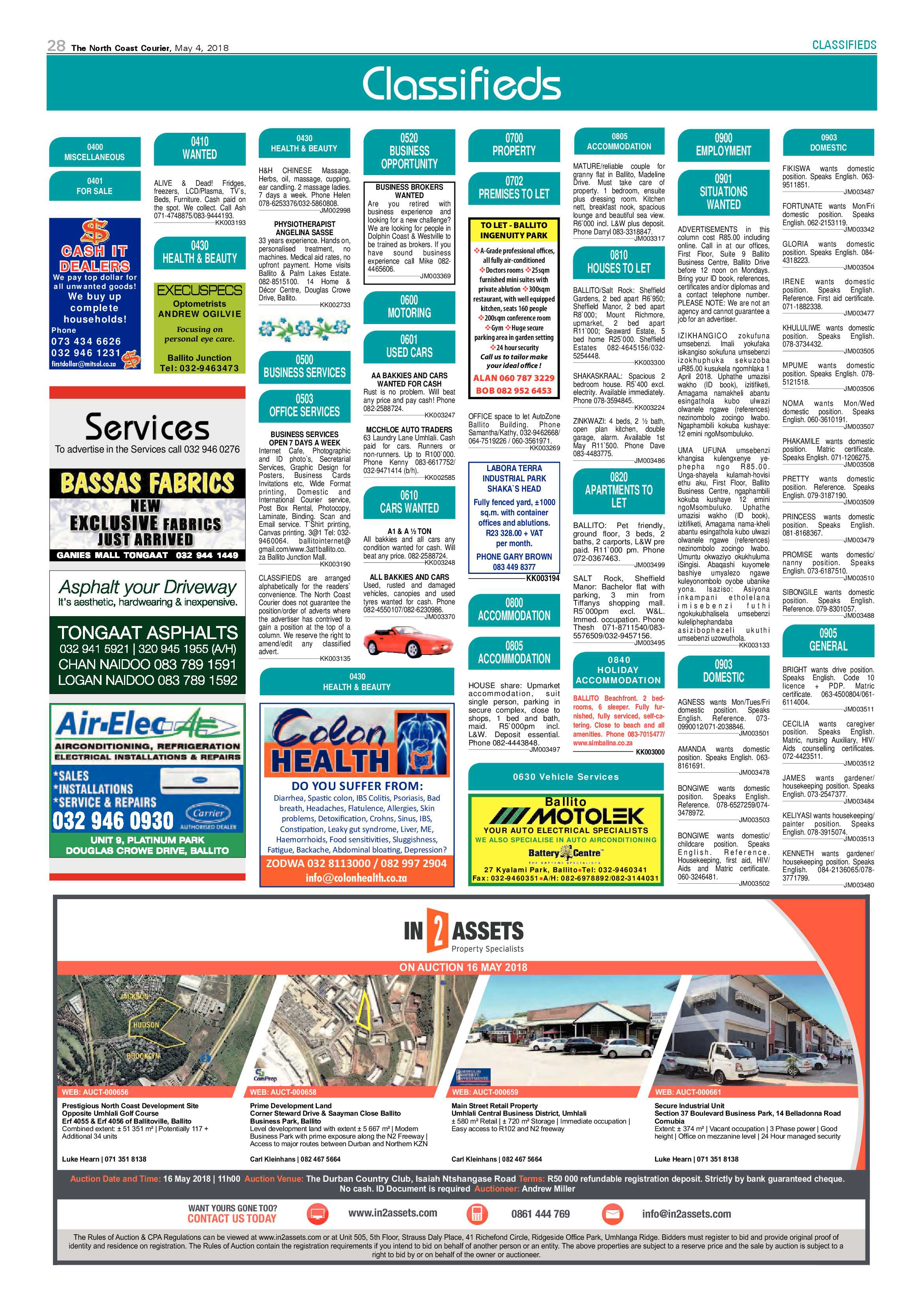 The North Coast Courier – 04 May 2018 page 28
