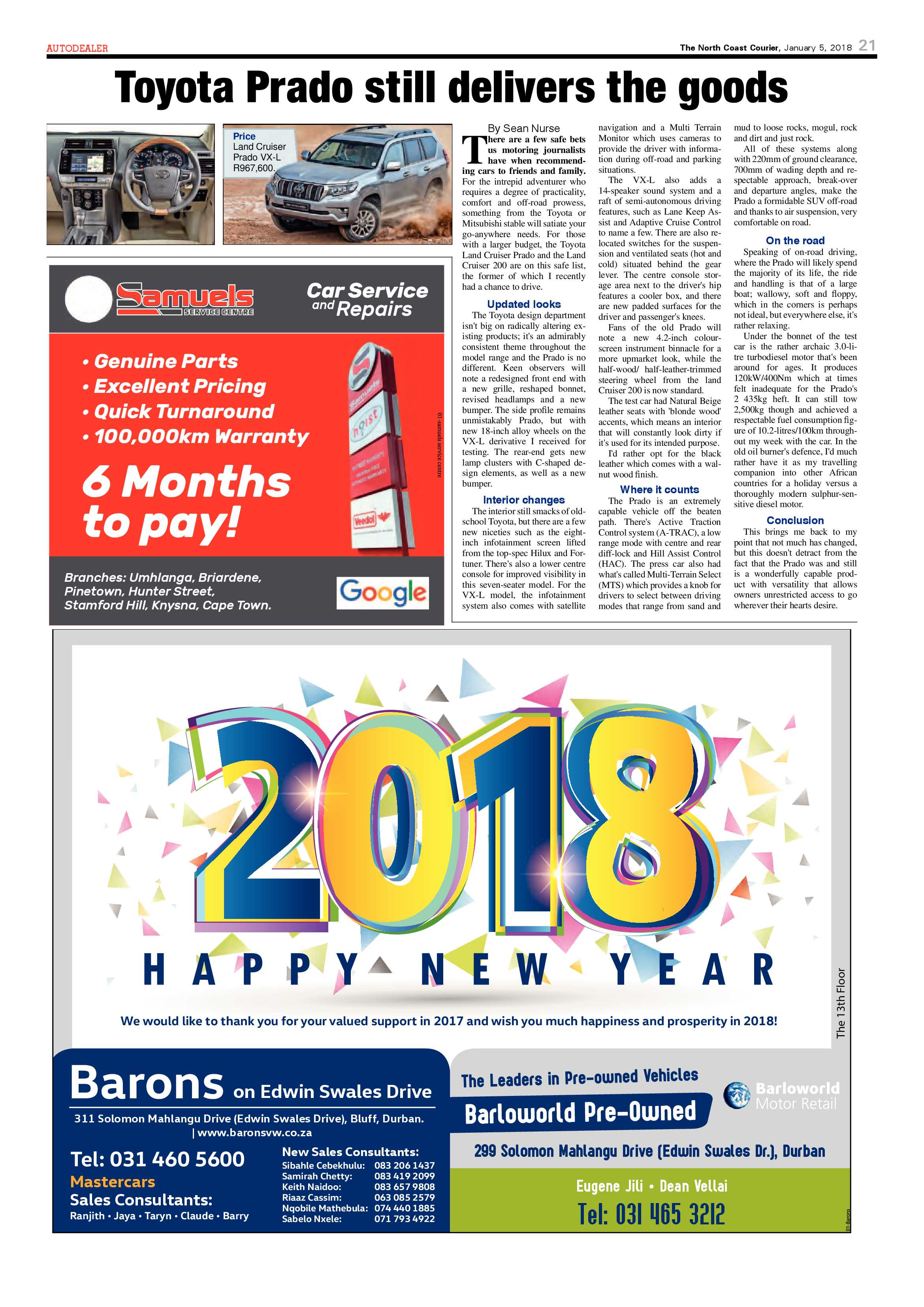 The North Coast Courier – 05 January 2018 page 21