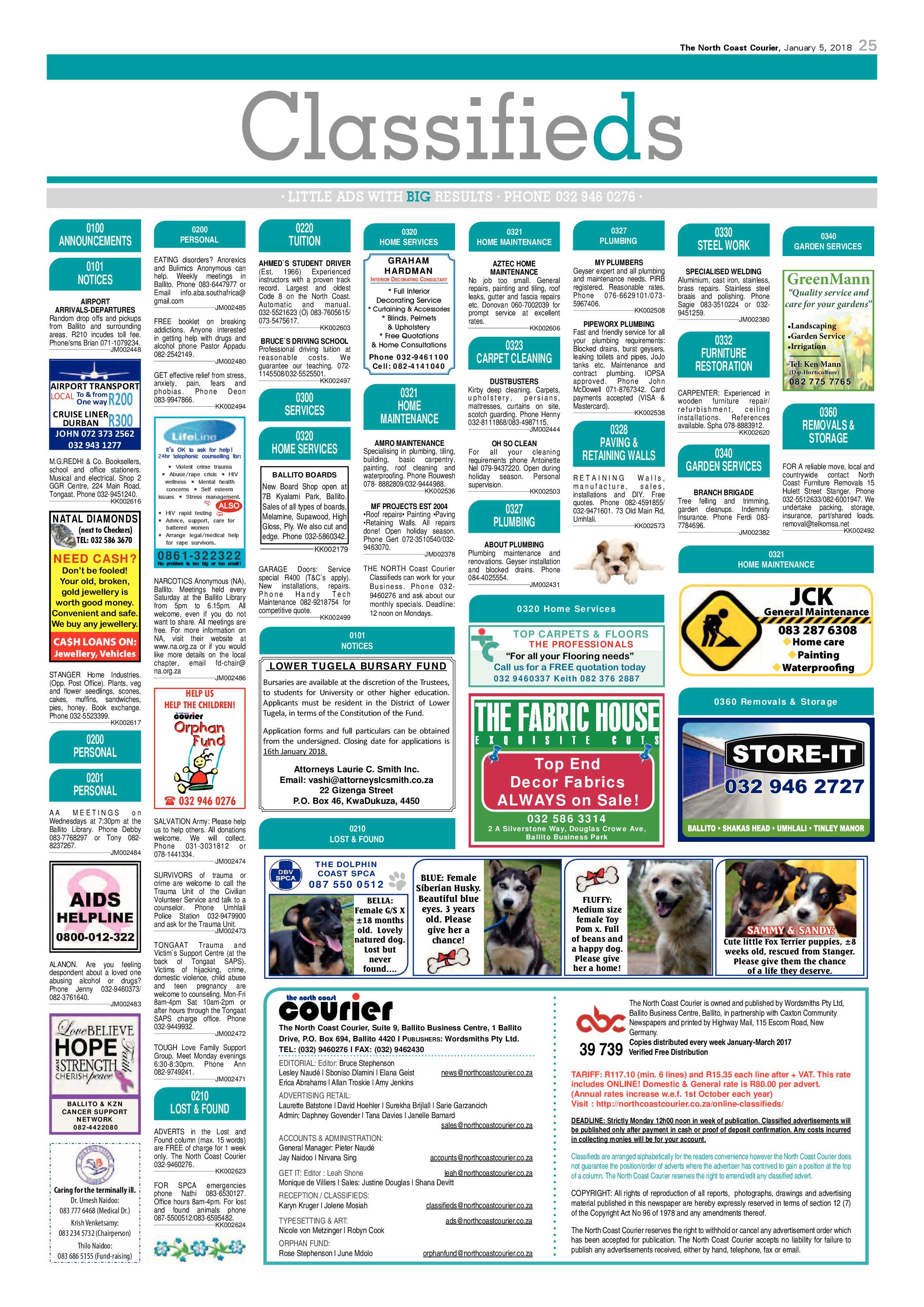 The North Coast Courier – 05 January 2018 page 25