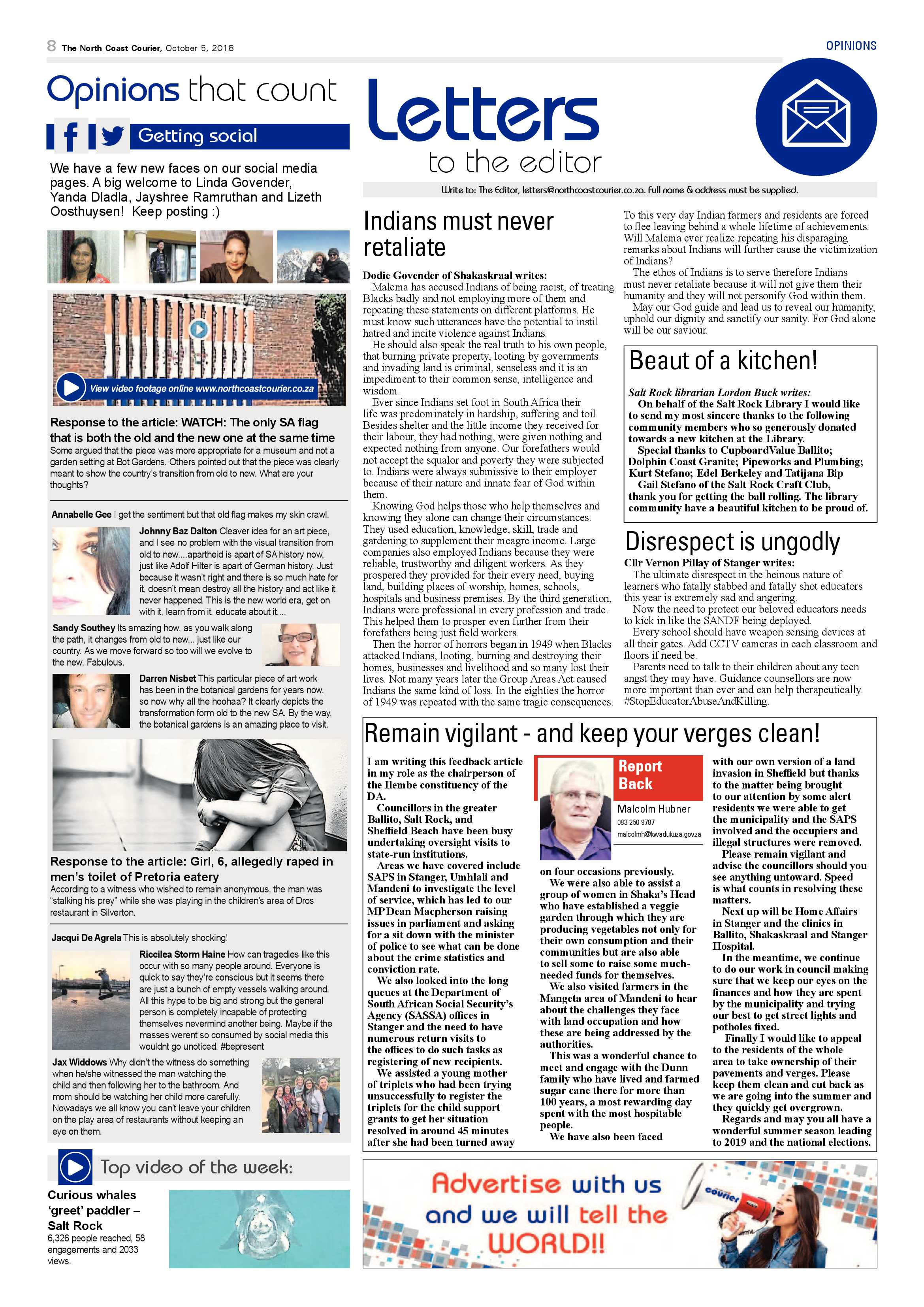 The North Coast Courier – 05 October 2018 page 8