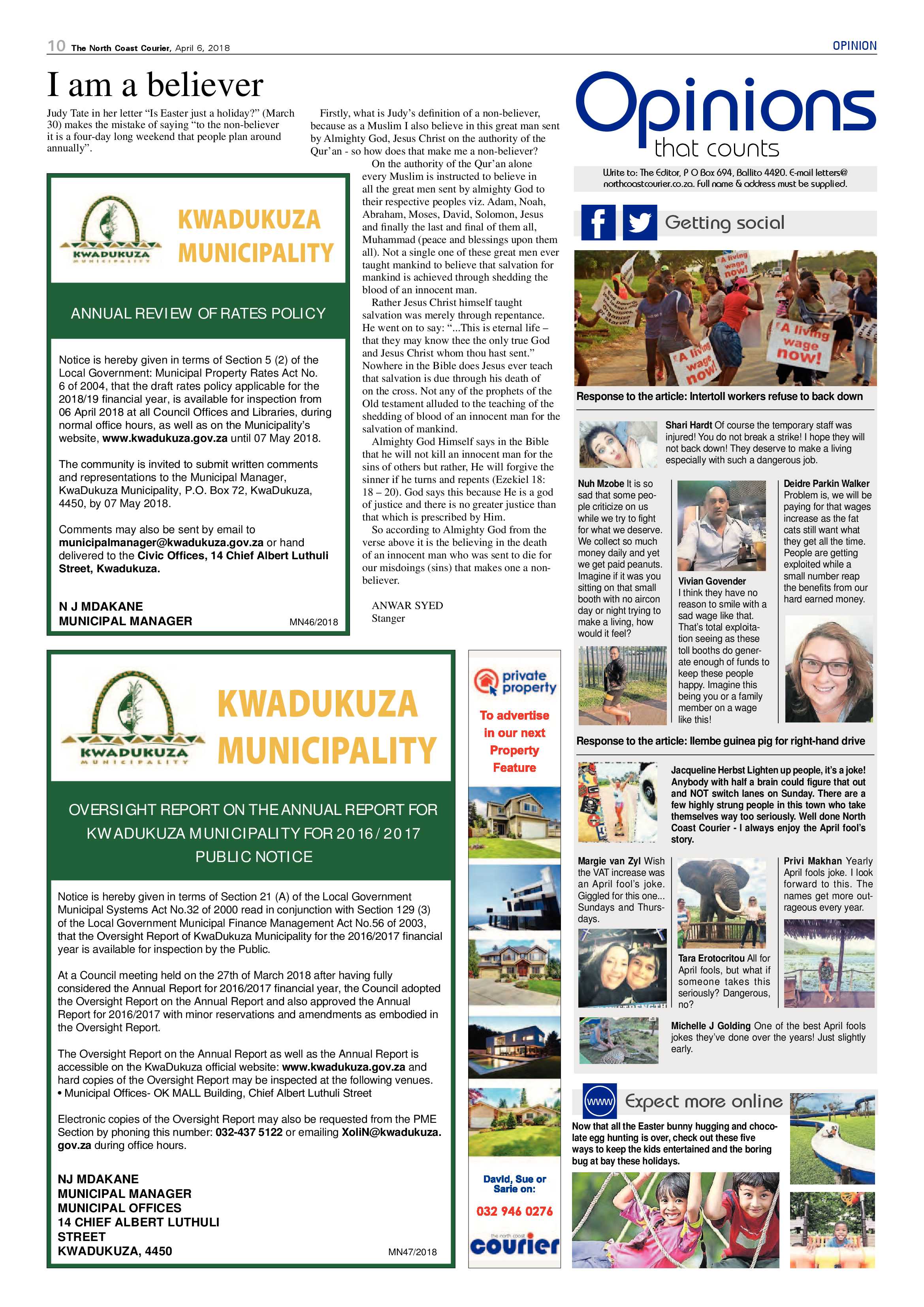 The North Coast Courier – 06 April 2018 page 10