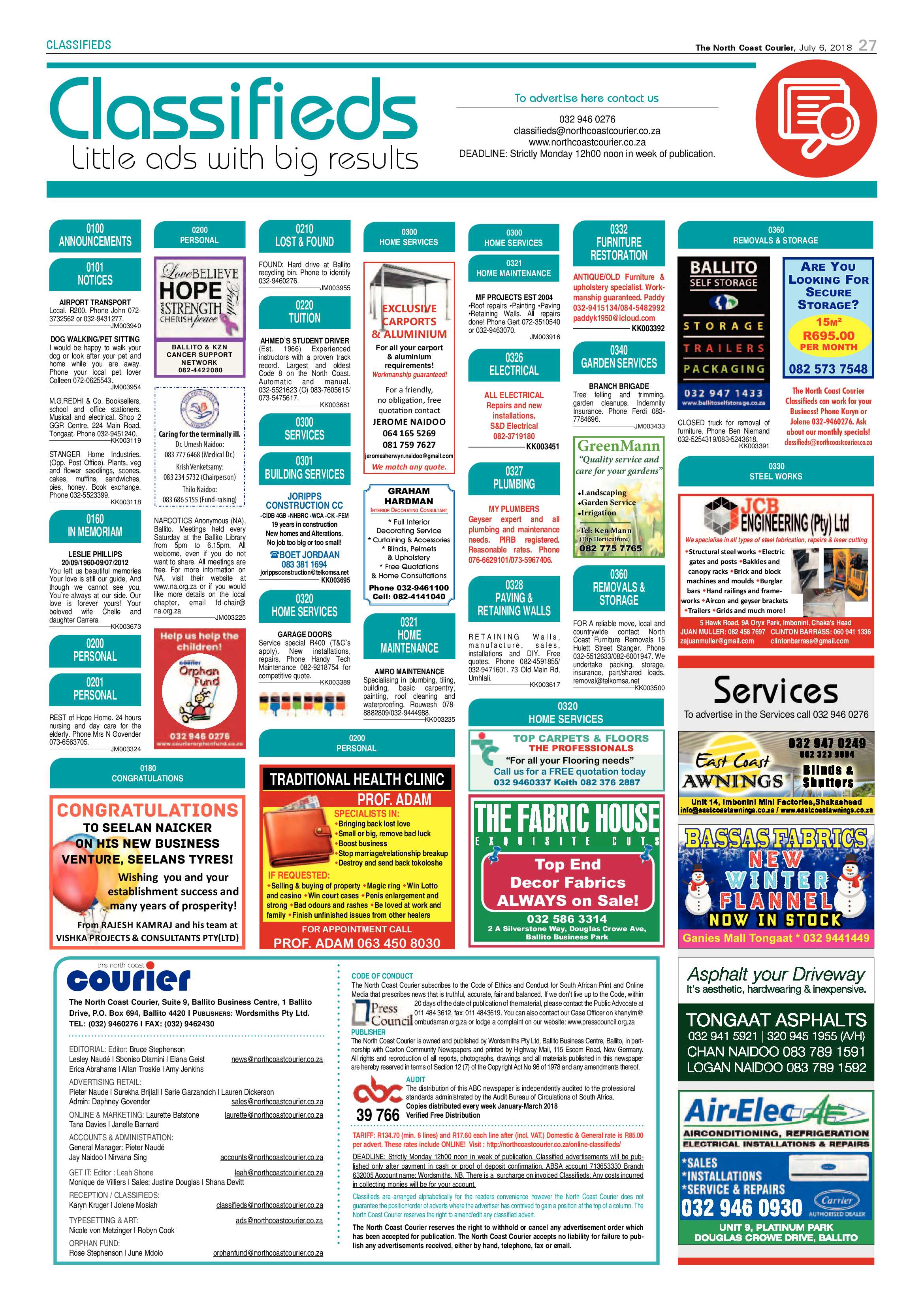 The North Coast Courier – 06 July 2018 page 27