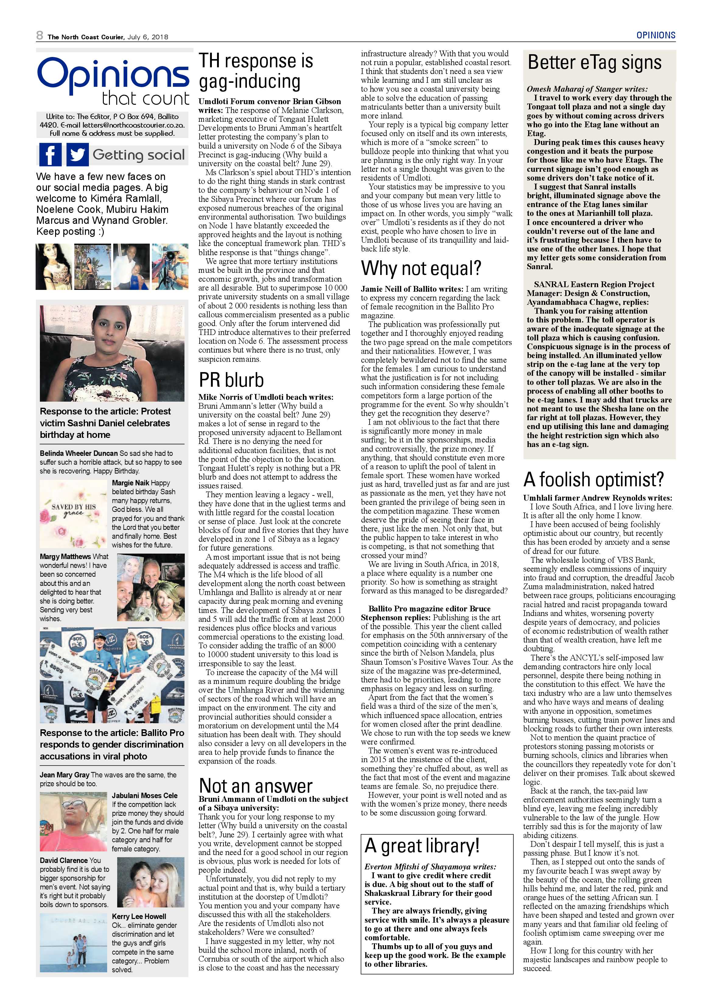 The North Coast Courier – 06 July 2018 page 8