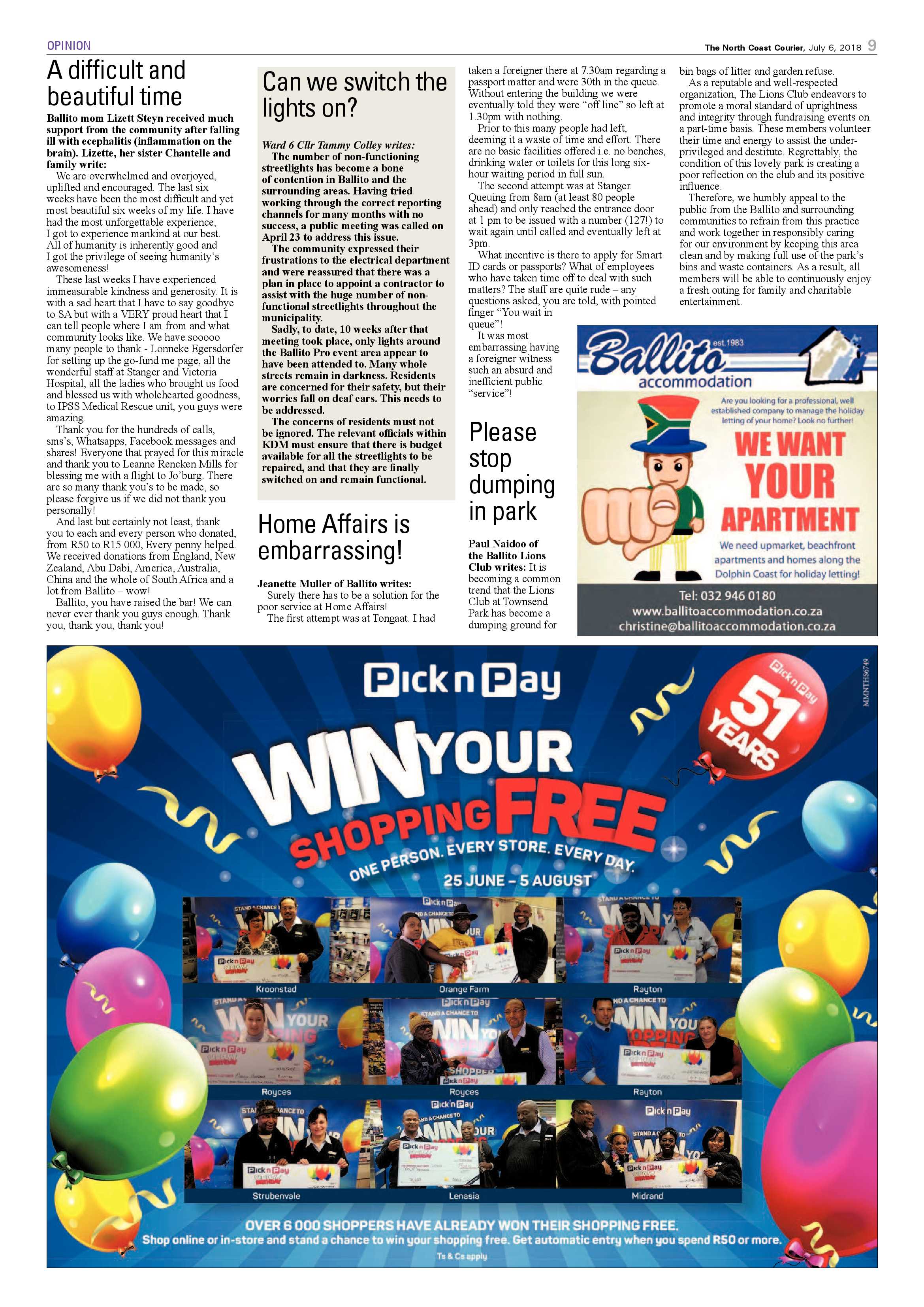 The North Coast Courier – 06 July 2018 page 9