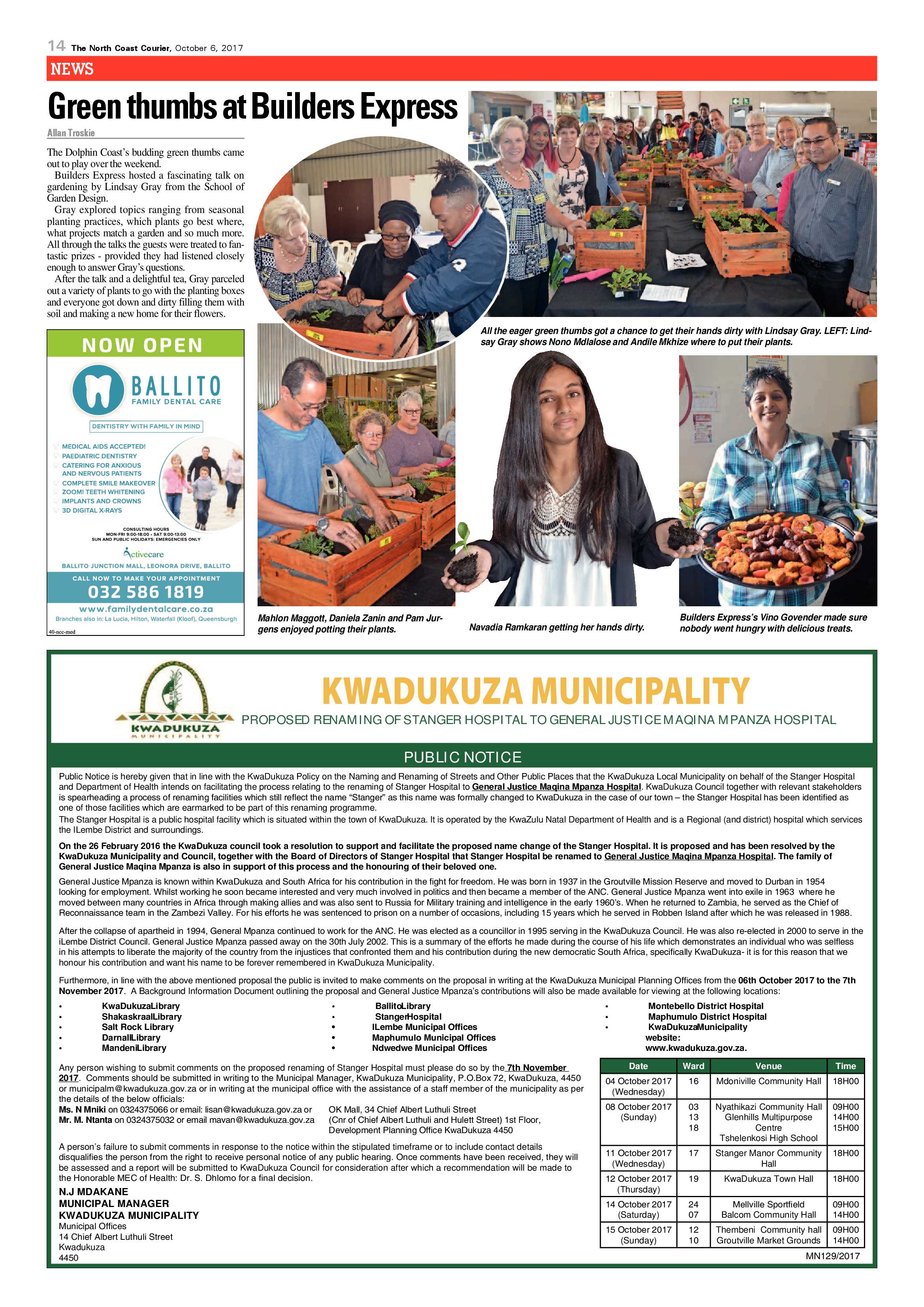 The North Coast Courier – 06 October 2017 page 14