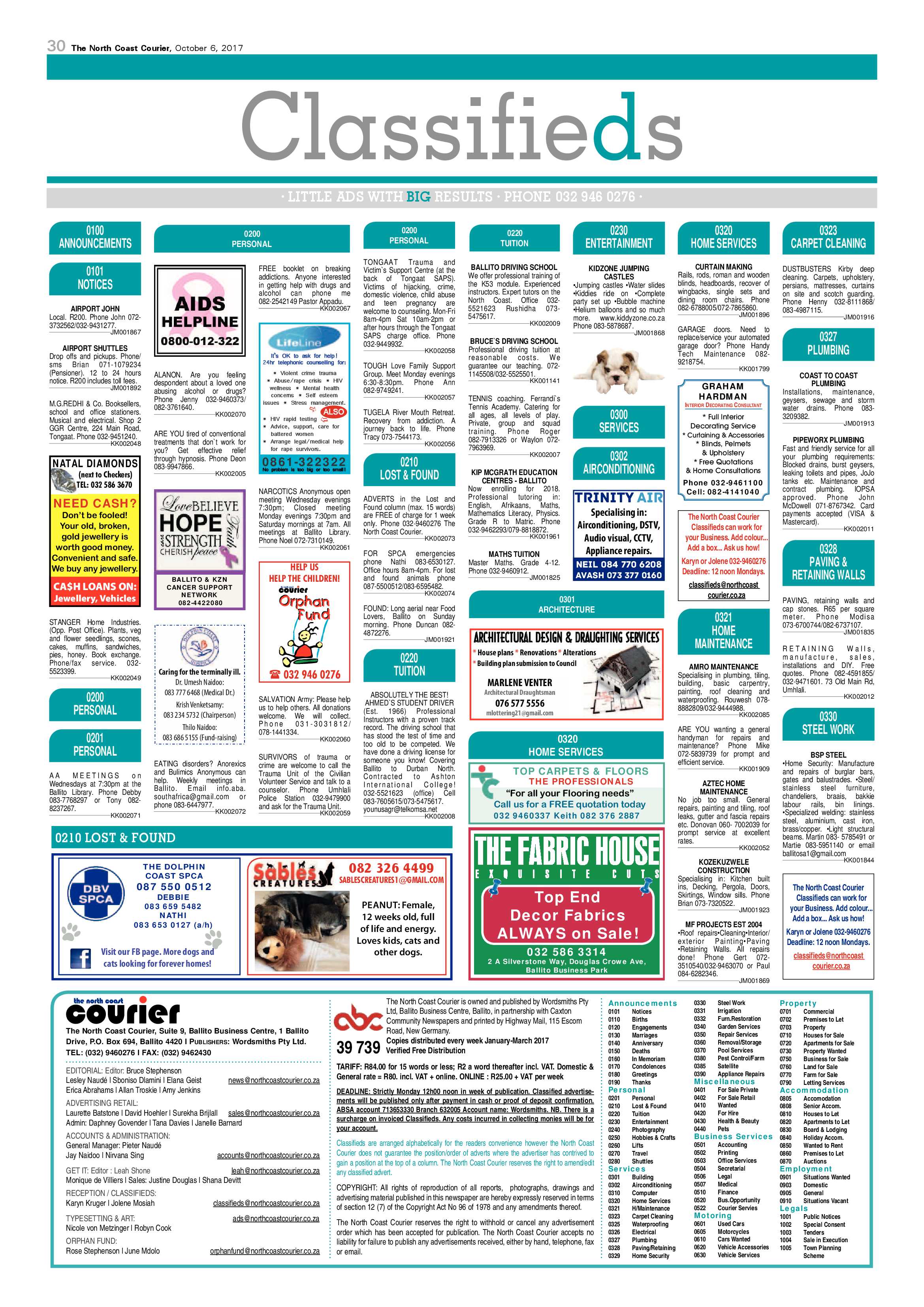 The North Coast Courier – 06 October 2017 page 30